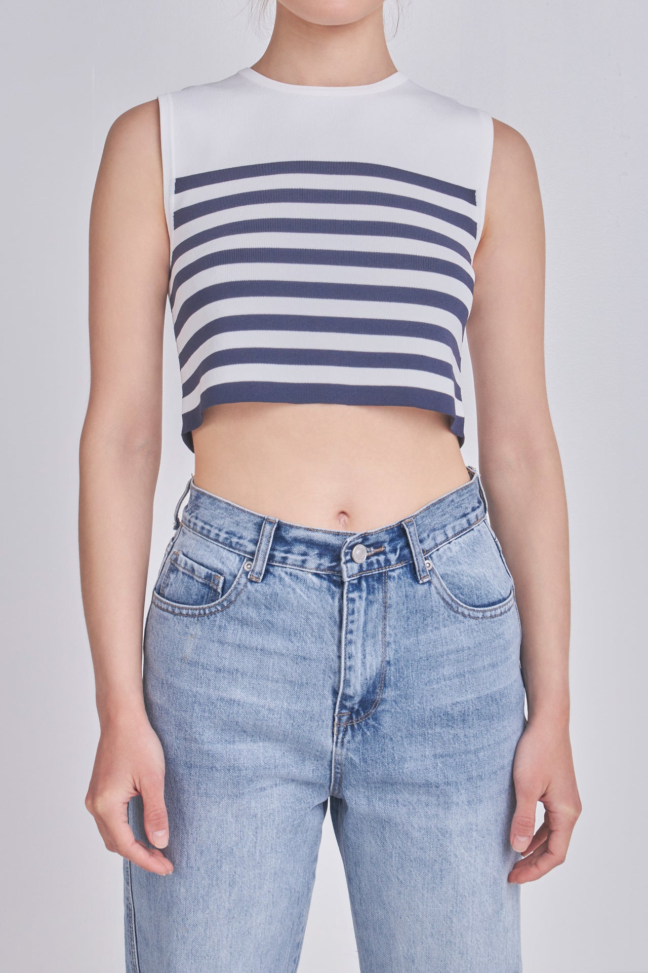 Striped Knit Sleeveless Top