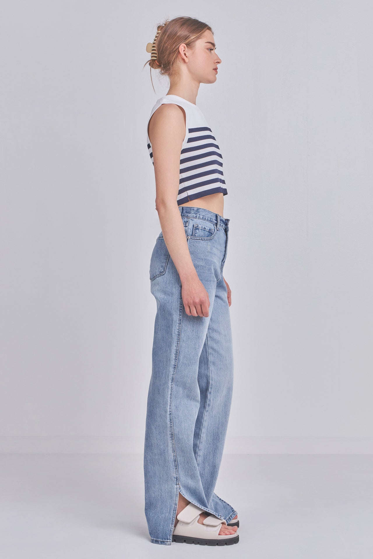 Striped Knit Sleeveless Top