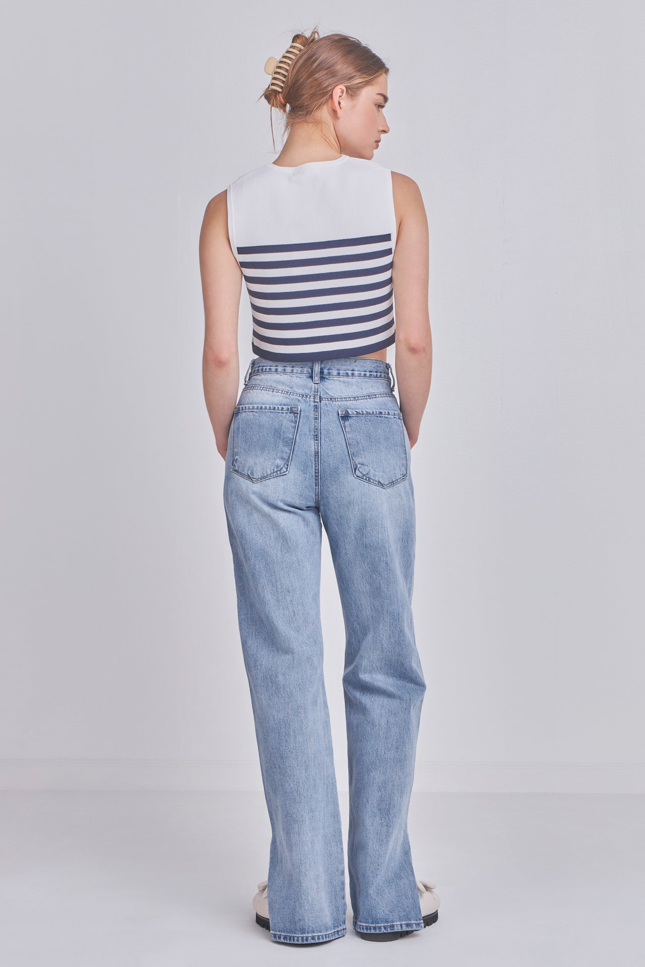 Striped Knit Sleeveless Top