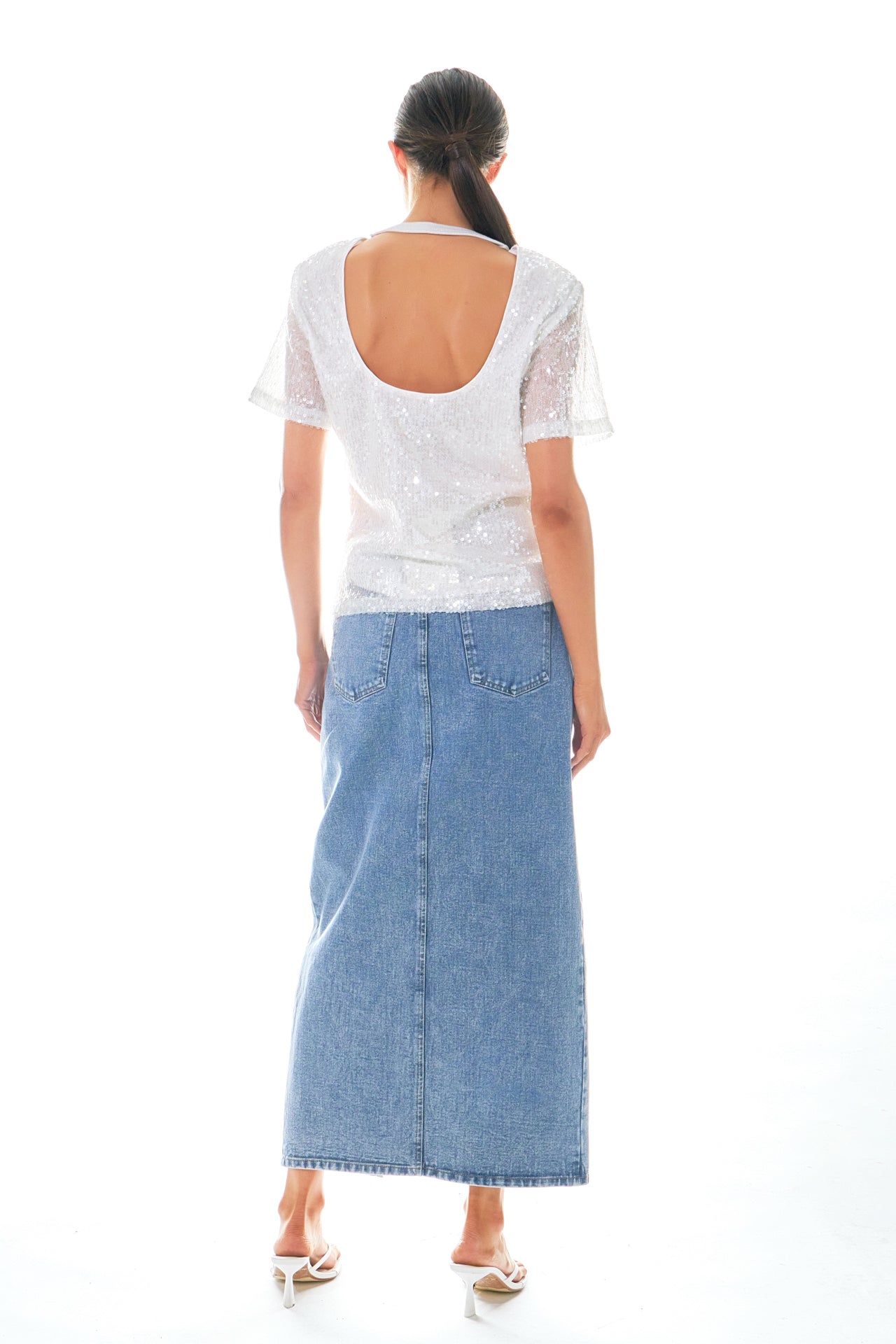 Sequin Open Back Top