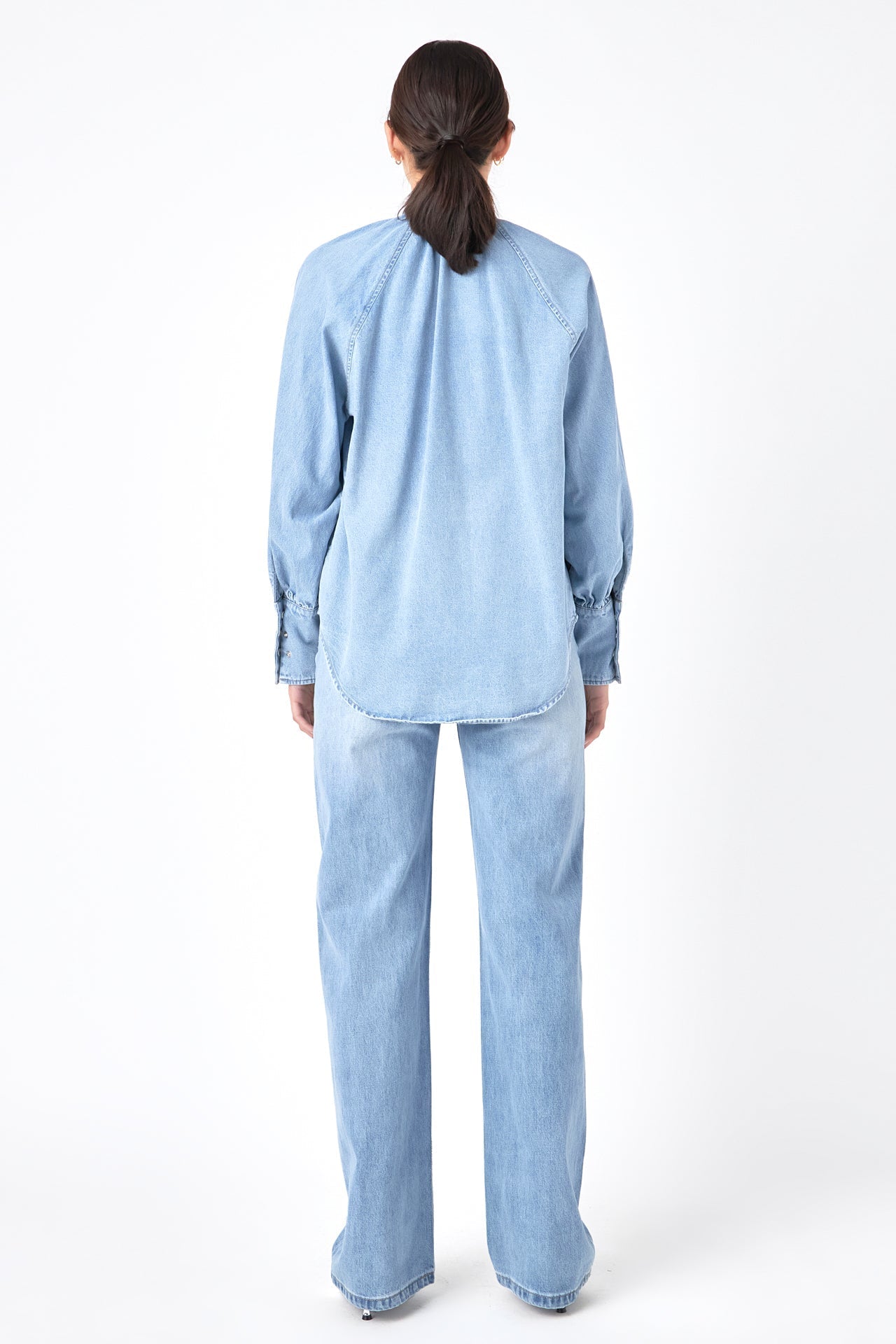 GREY LAB-Denim Shirt with Tie-SHIRTS & BLOUSES available at Objectrare