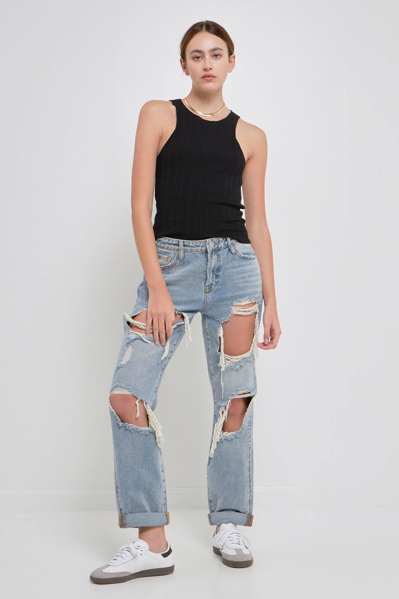 Ribbed Racer Back Slick Tank