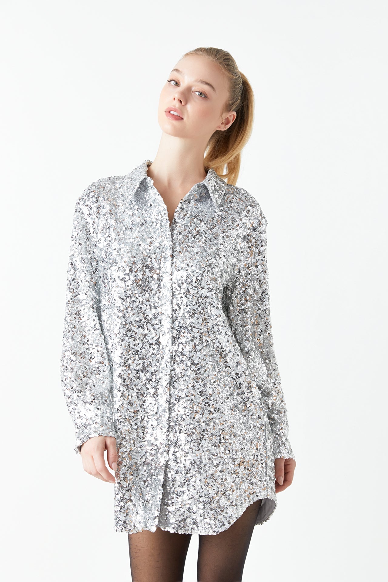 Sequin Shirt Dress