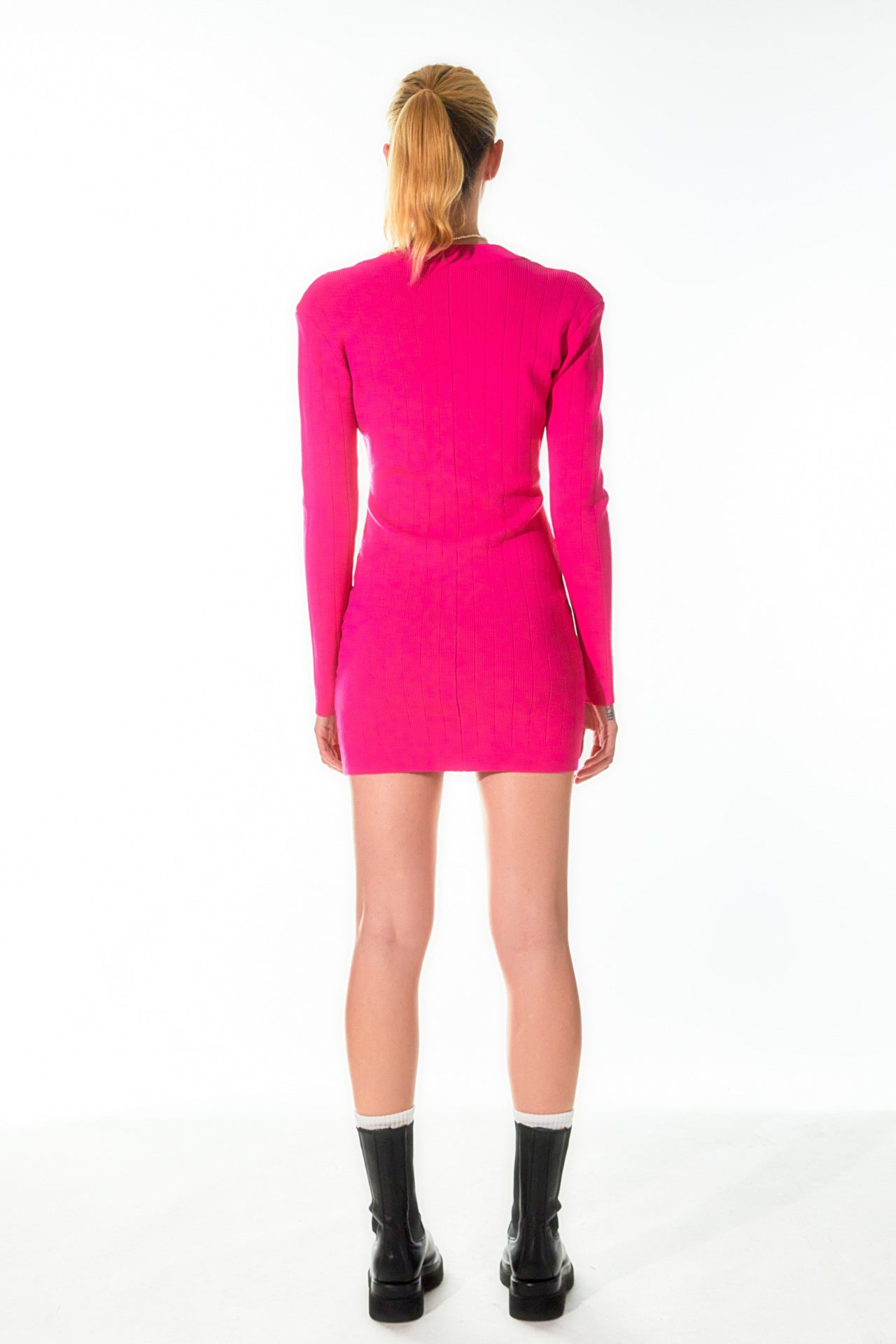 Power Shoulder Mini Knit Dress