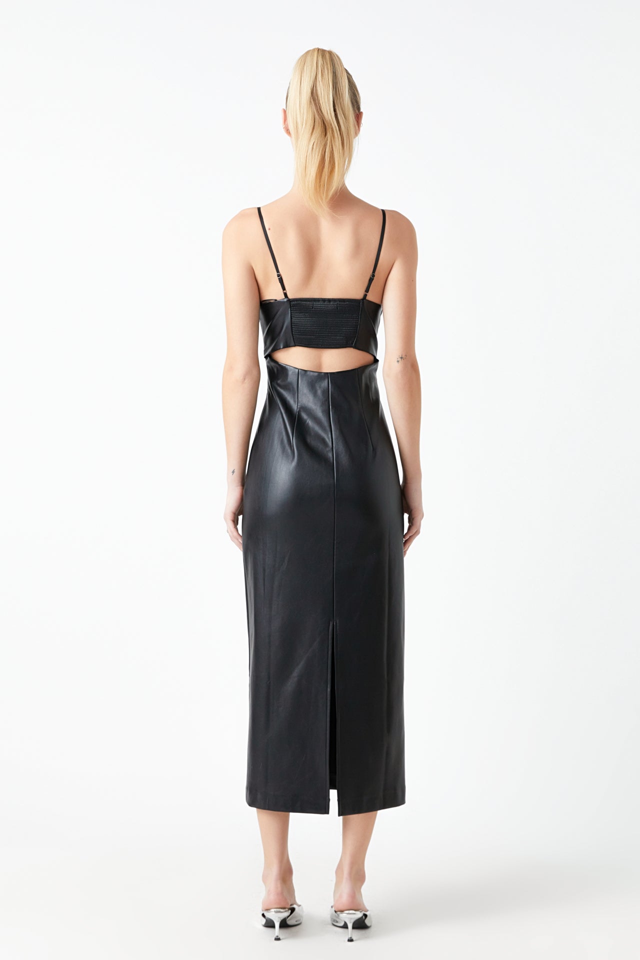 Pu Midi Sleeveless Dress