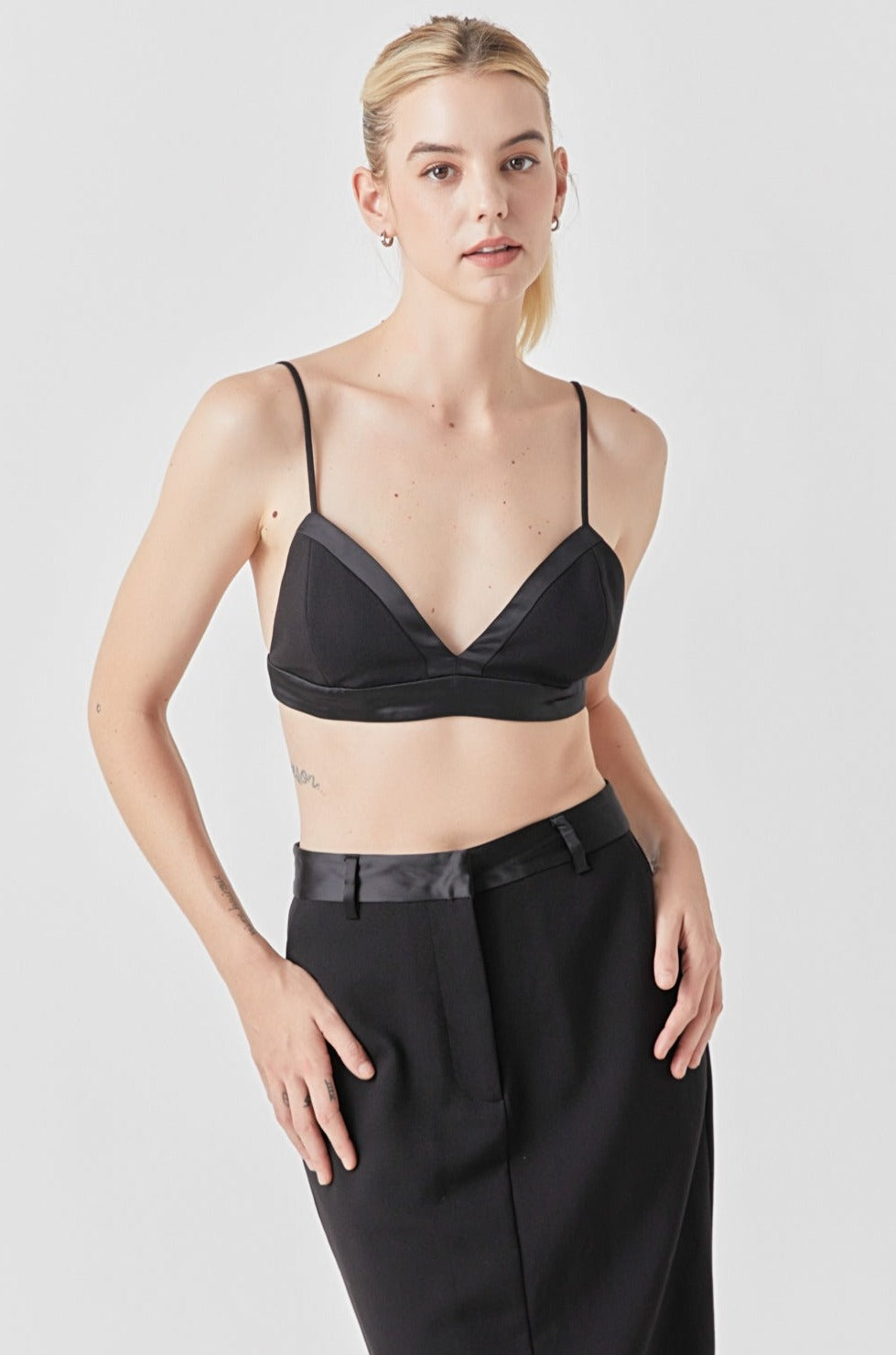 Satin Contrast Bra Top
