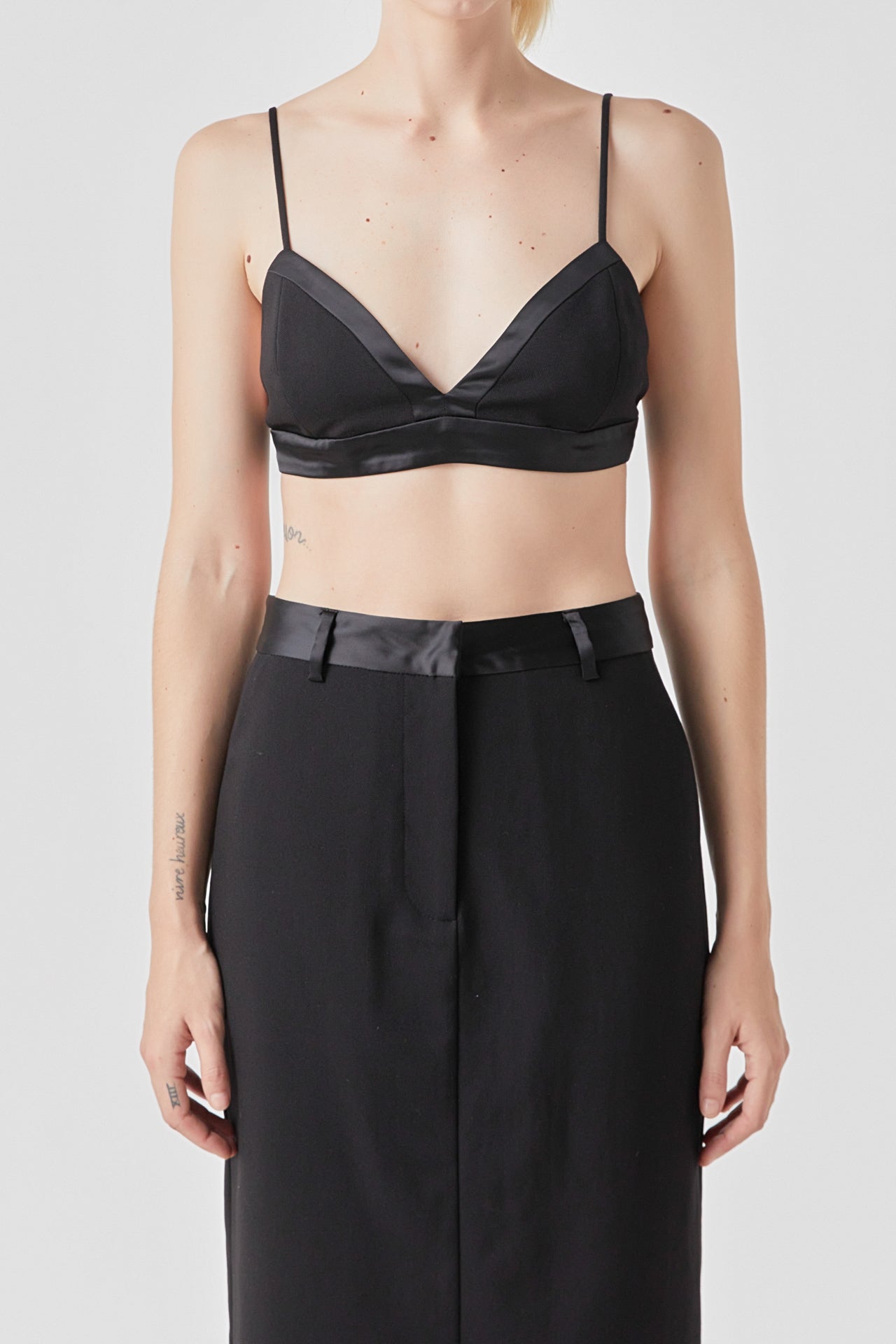 Satin Contrast Bra Top