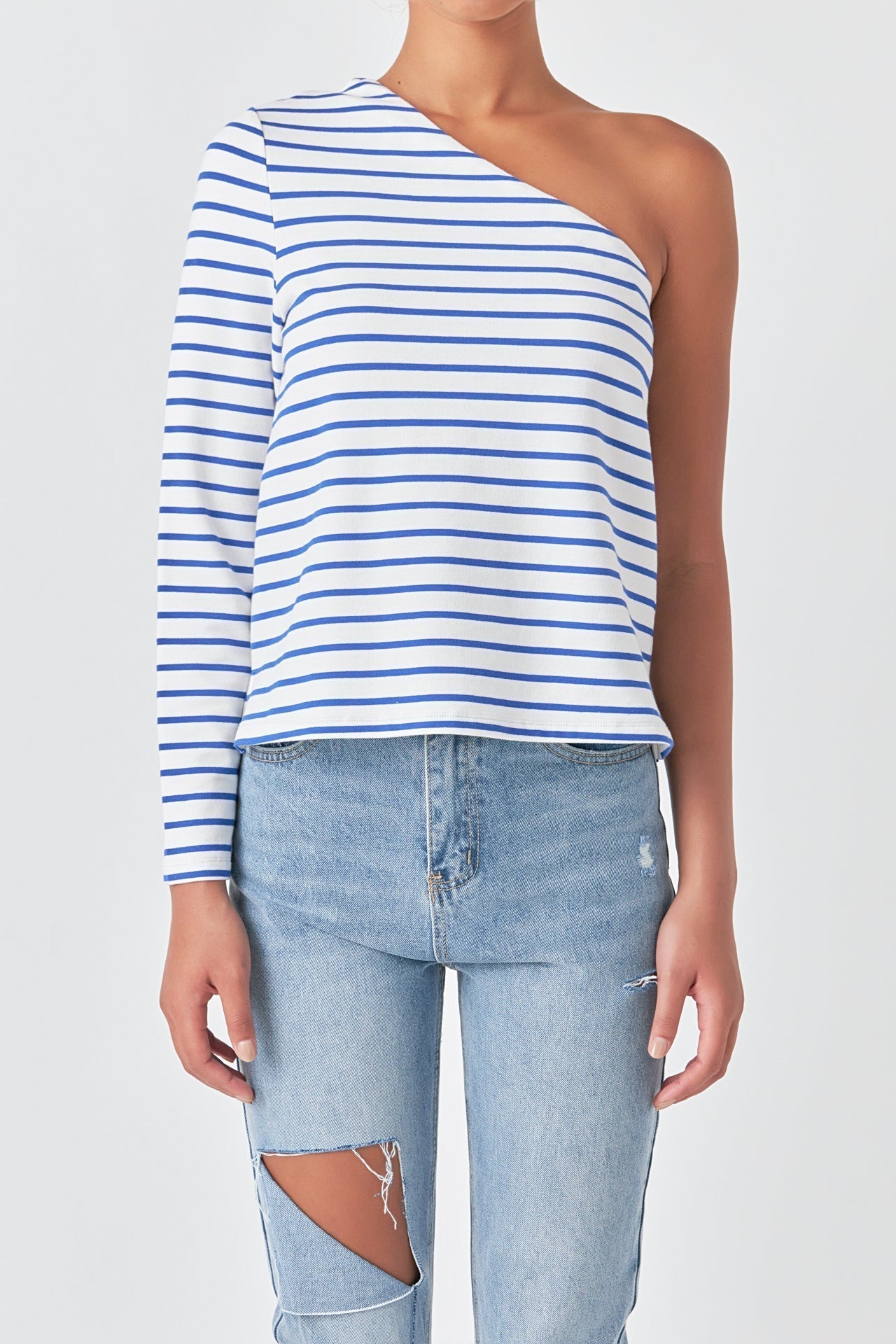 Stripe One Shoulder Top