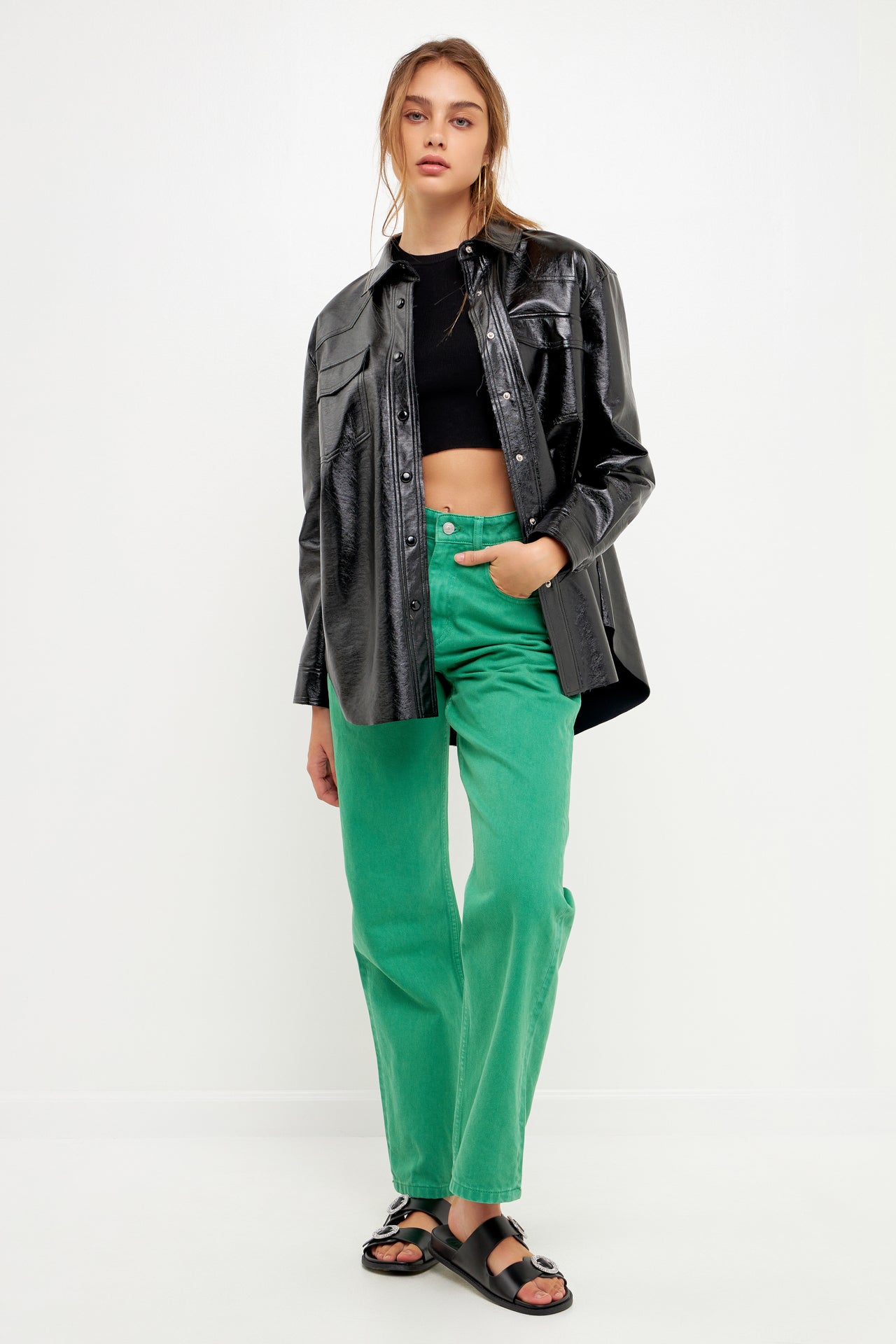 GREY LAB-Color Full Length Wide Leg Jean-JEANS available at Objectrare