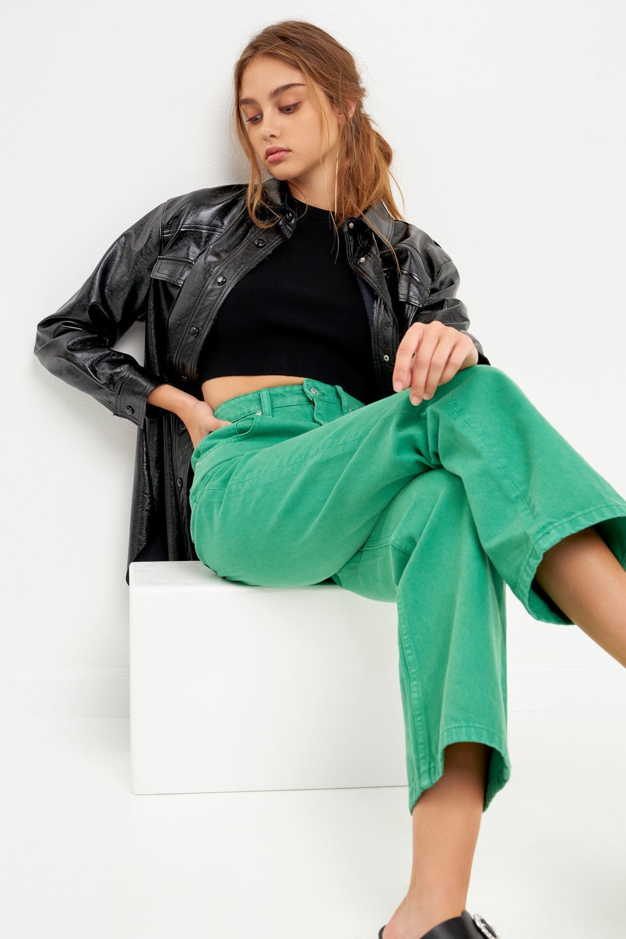 GREY LAB-Color Full Length Wide Leg Jean-JEANS available at Objectrare