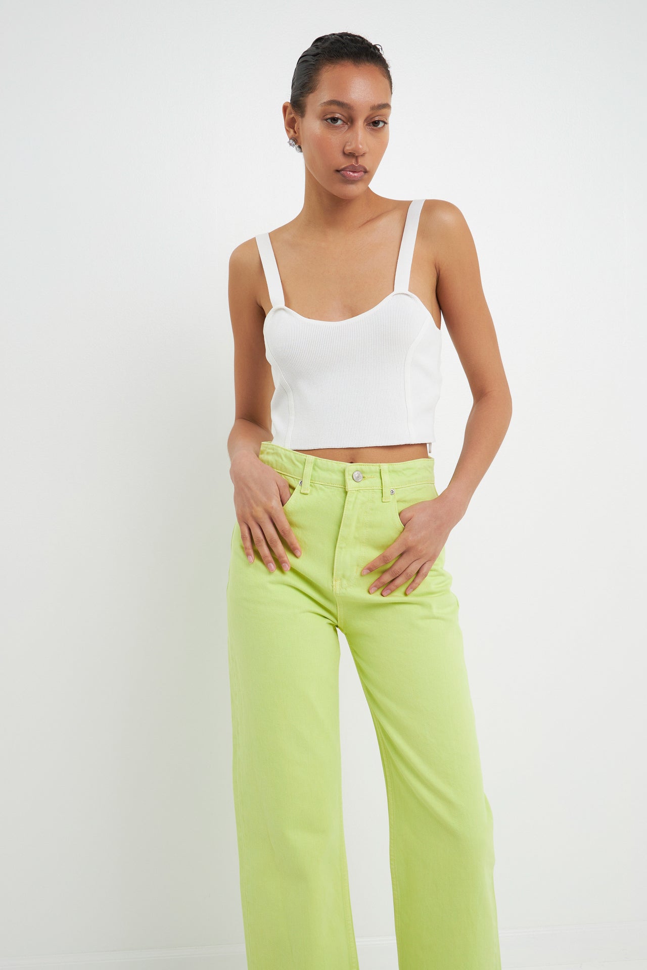 Color Full Length Wide Leg Jean