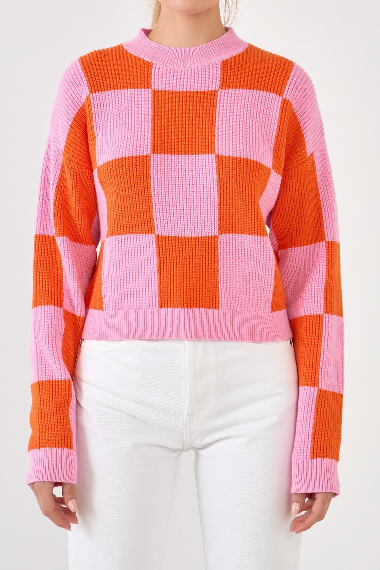 Checkerboard Knit Sweater