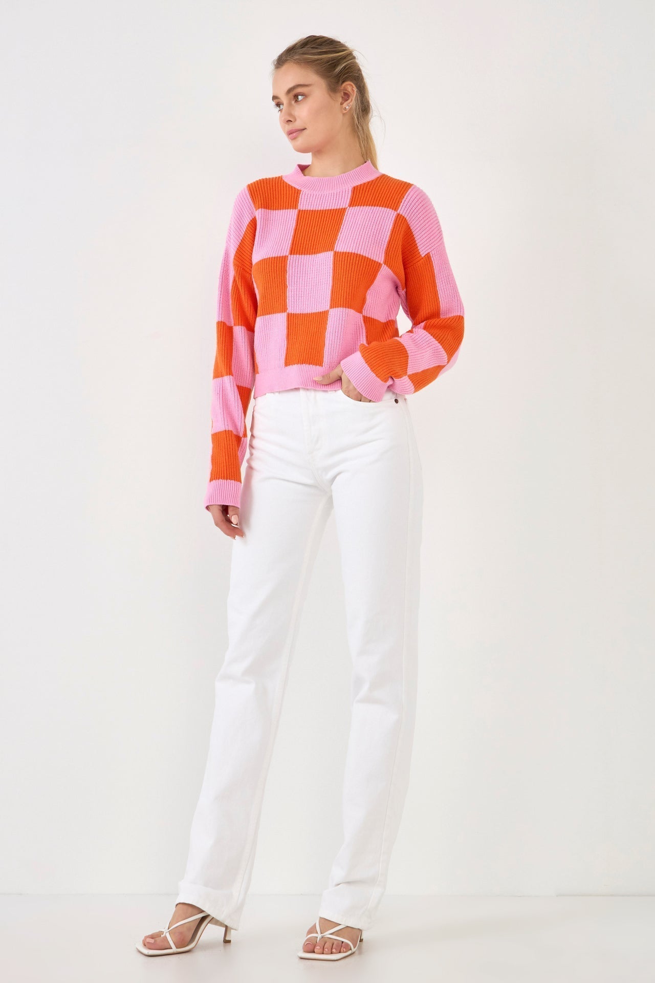 Checkerboard Knit Sweater