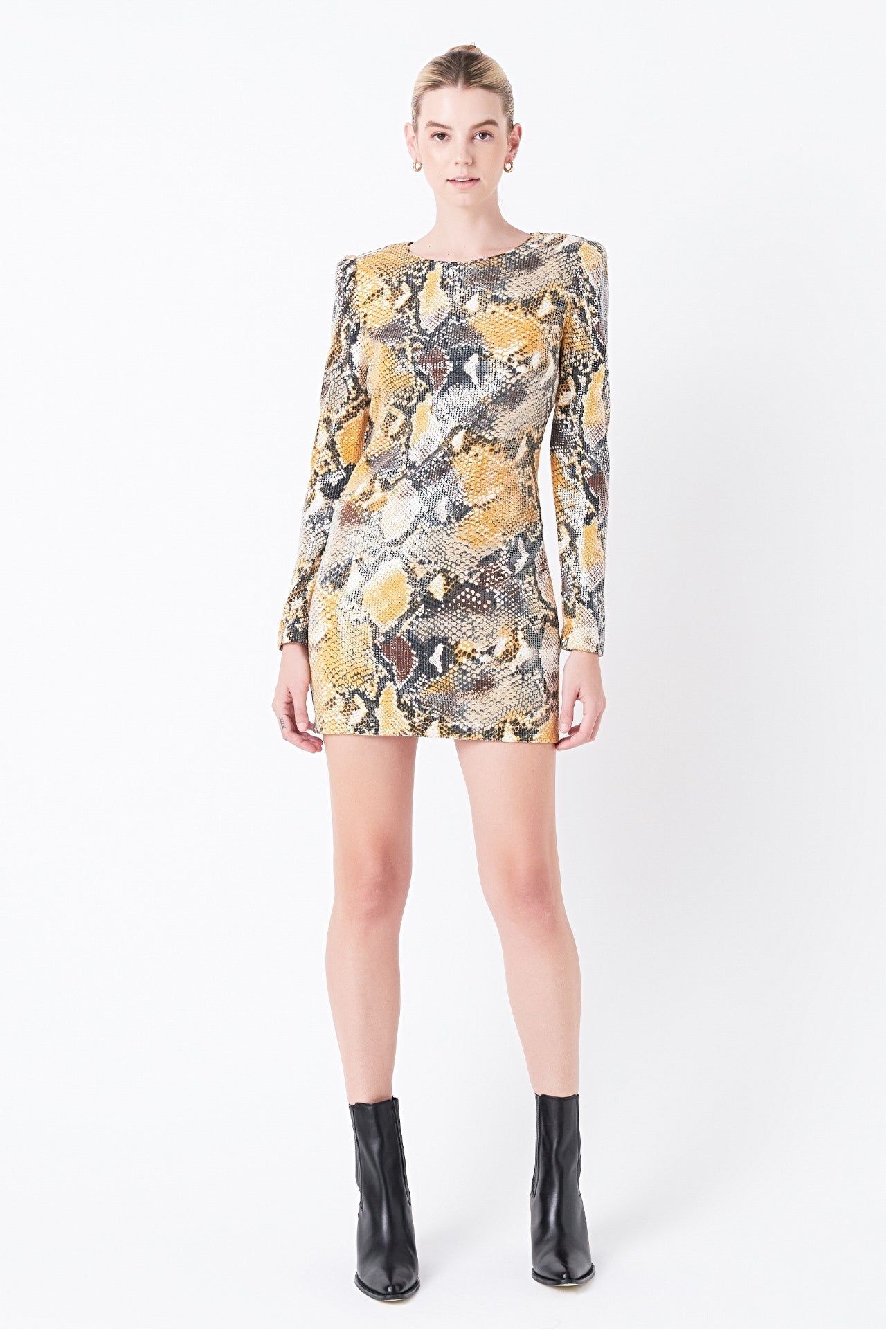 Snakeskin Sequin Mini Dress