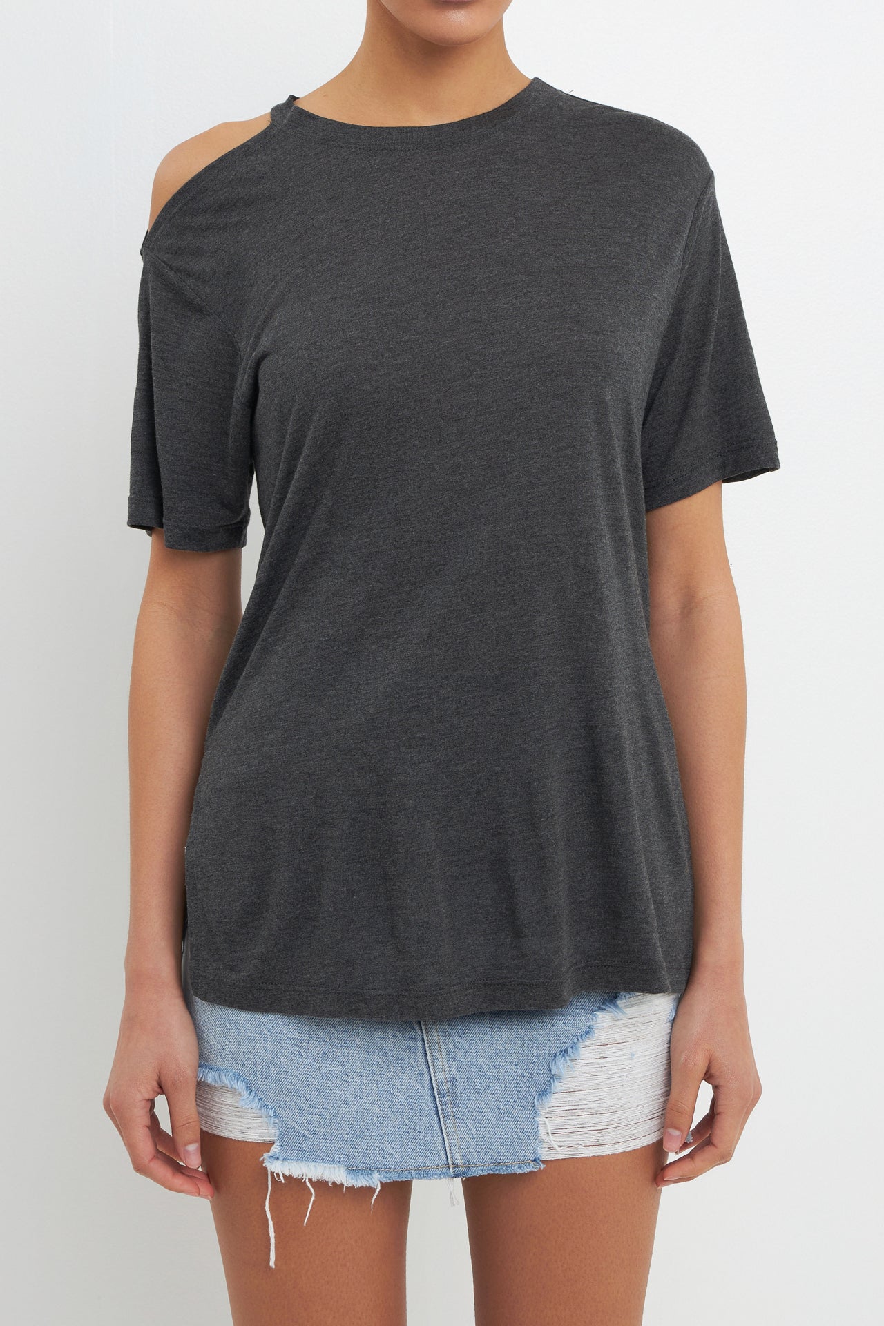 T-Shirt with Cutout Shoulder Detail