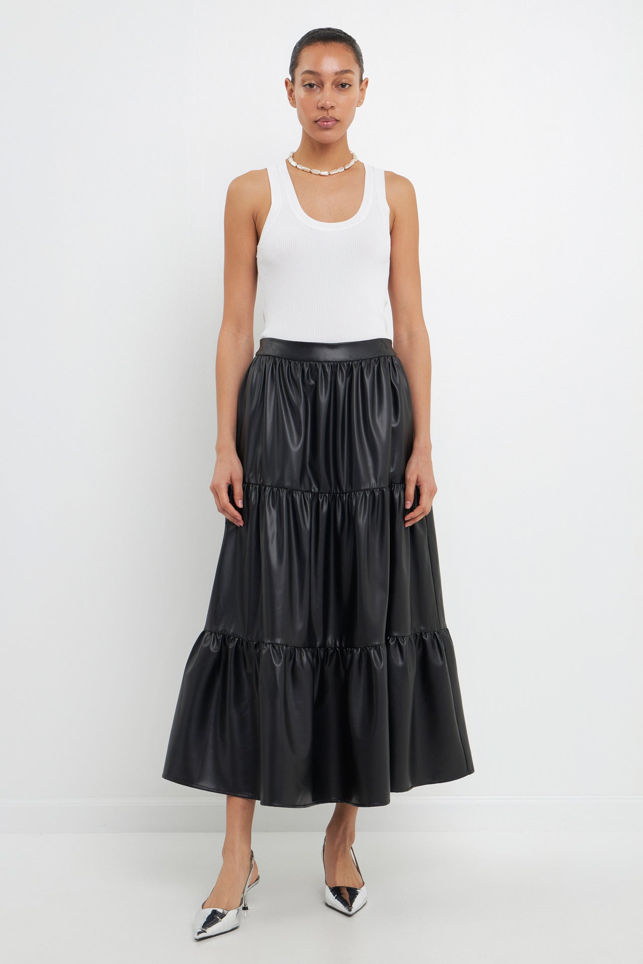 Tiered maxi clearance skirt black