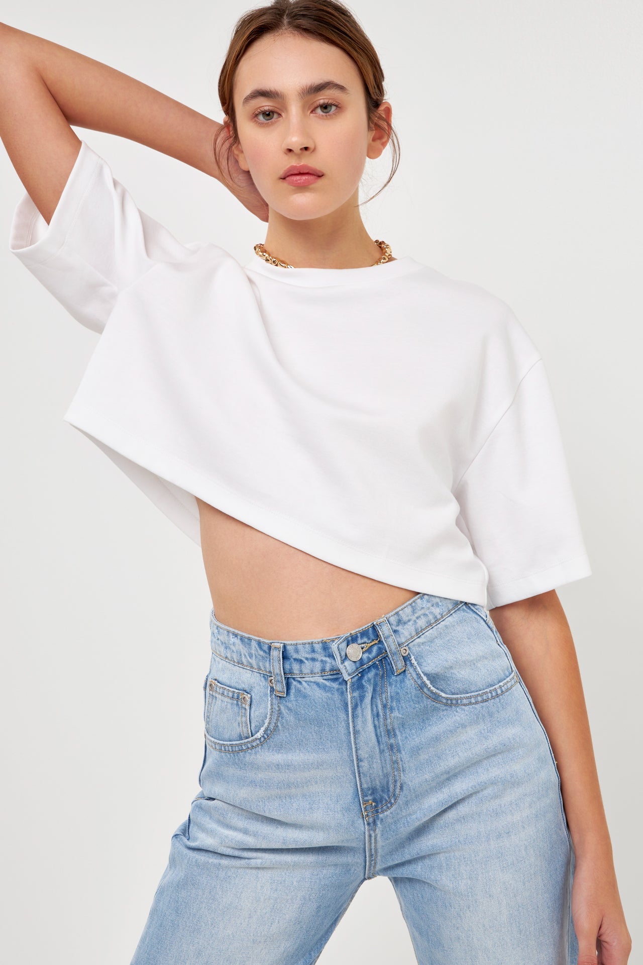 GREY LAB-Soft Boxy Cropped T-shirt-T-SHIRTS available at Objectrare