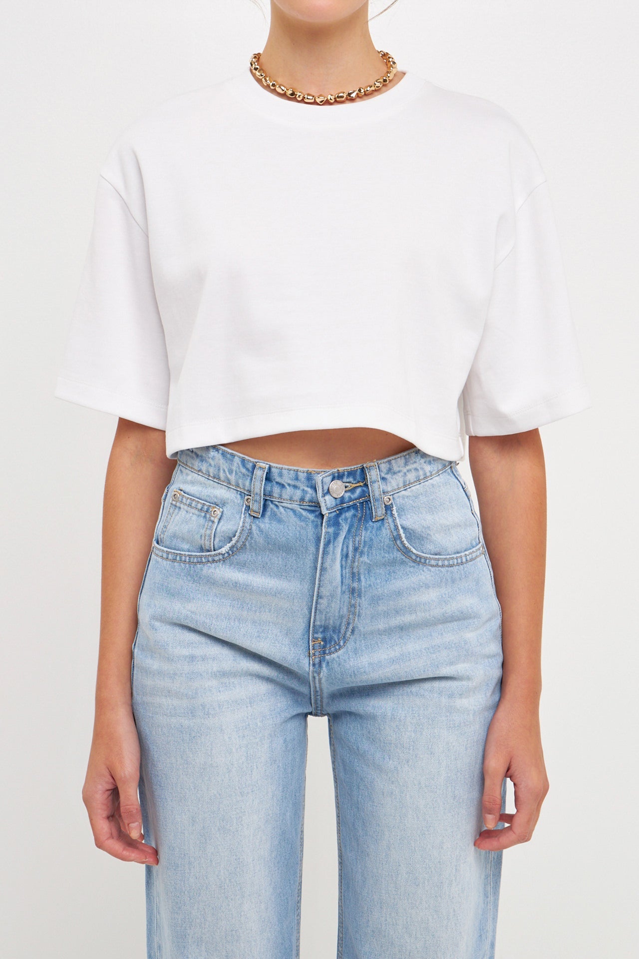 GREY LAB-Soft Boxy Cropped T-shirt-T-SHIRTS available at Objectrare