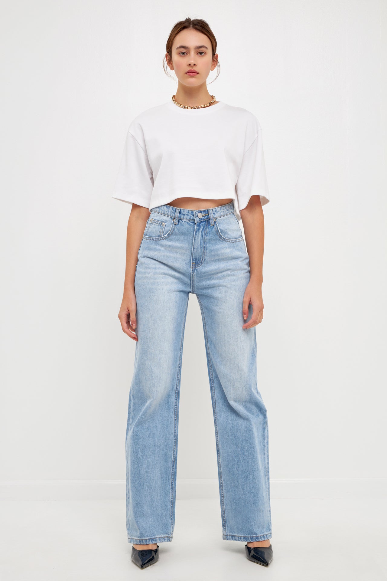 GREY LAB-Soft Boxy Cropped T-shirt-T-SHIRTS available at Objectrare