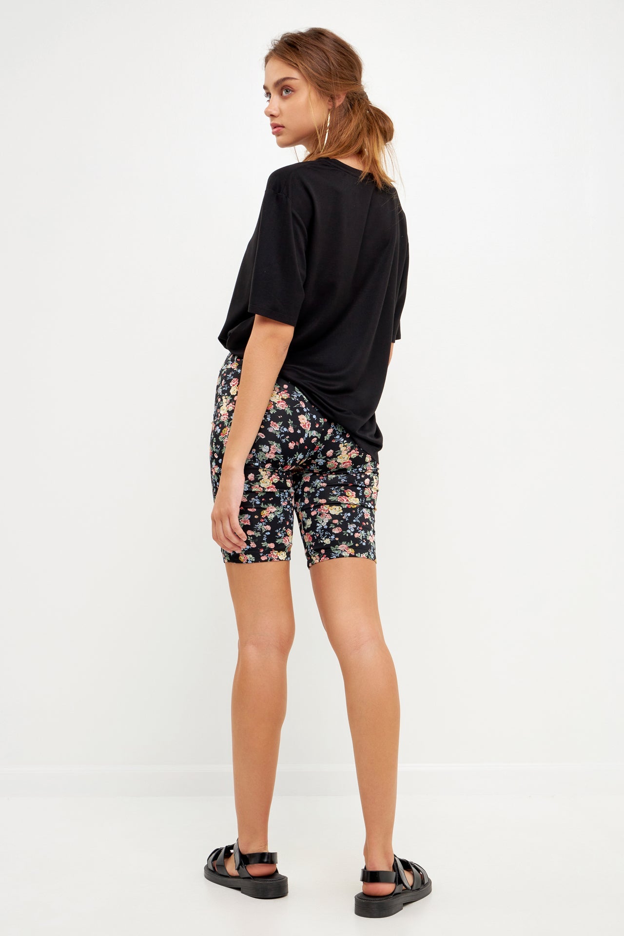 GREY LAB-Floral Print Bike Shorts-LOUNGE WEAR available at Objectrare