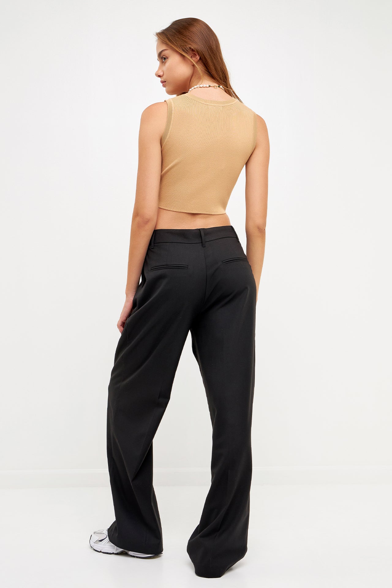 Knit Crew Neck Cropped Tank Top