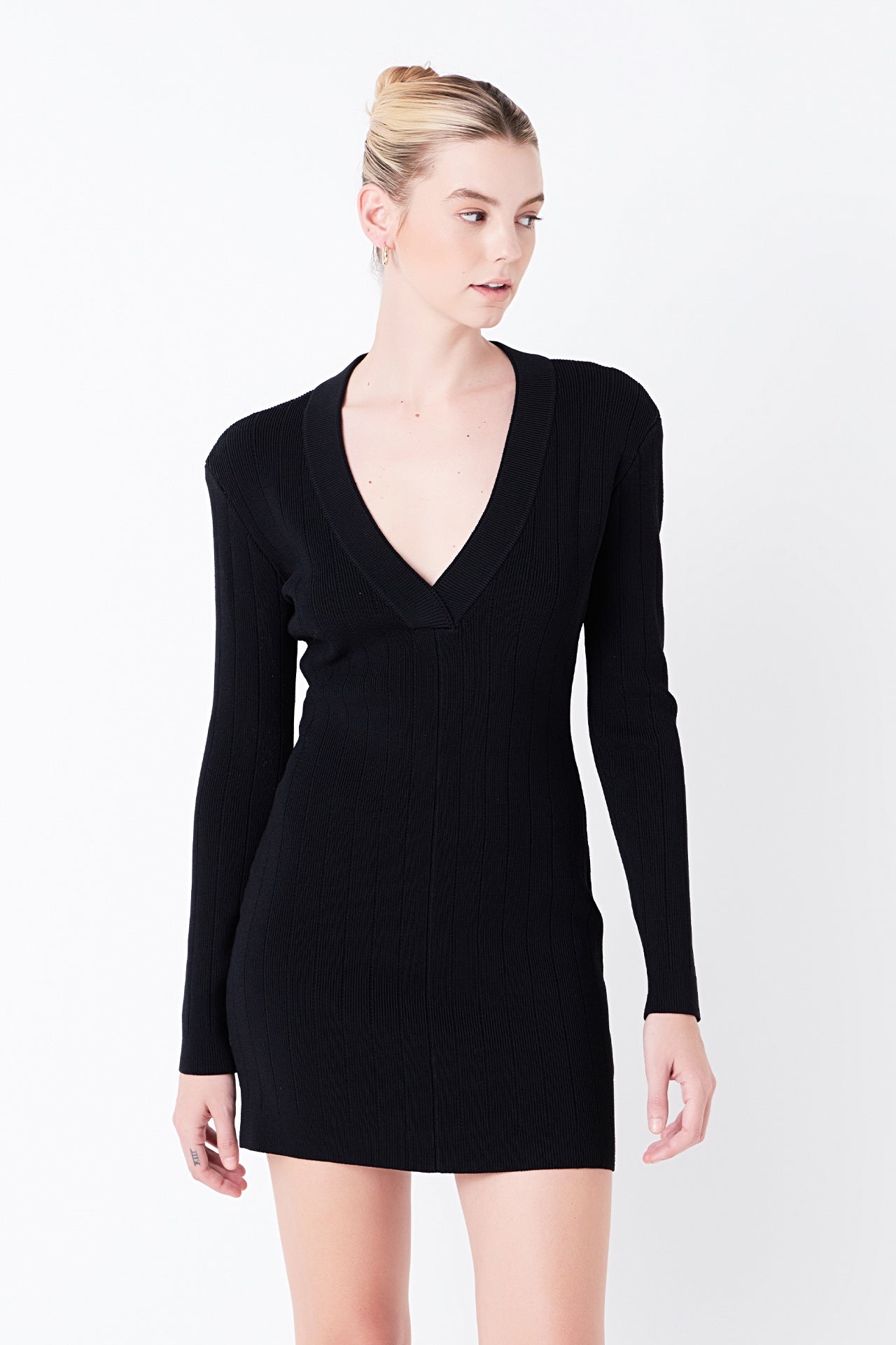 Power Shoulder Mini Knit Dress