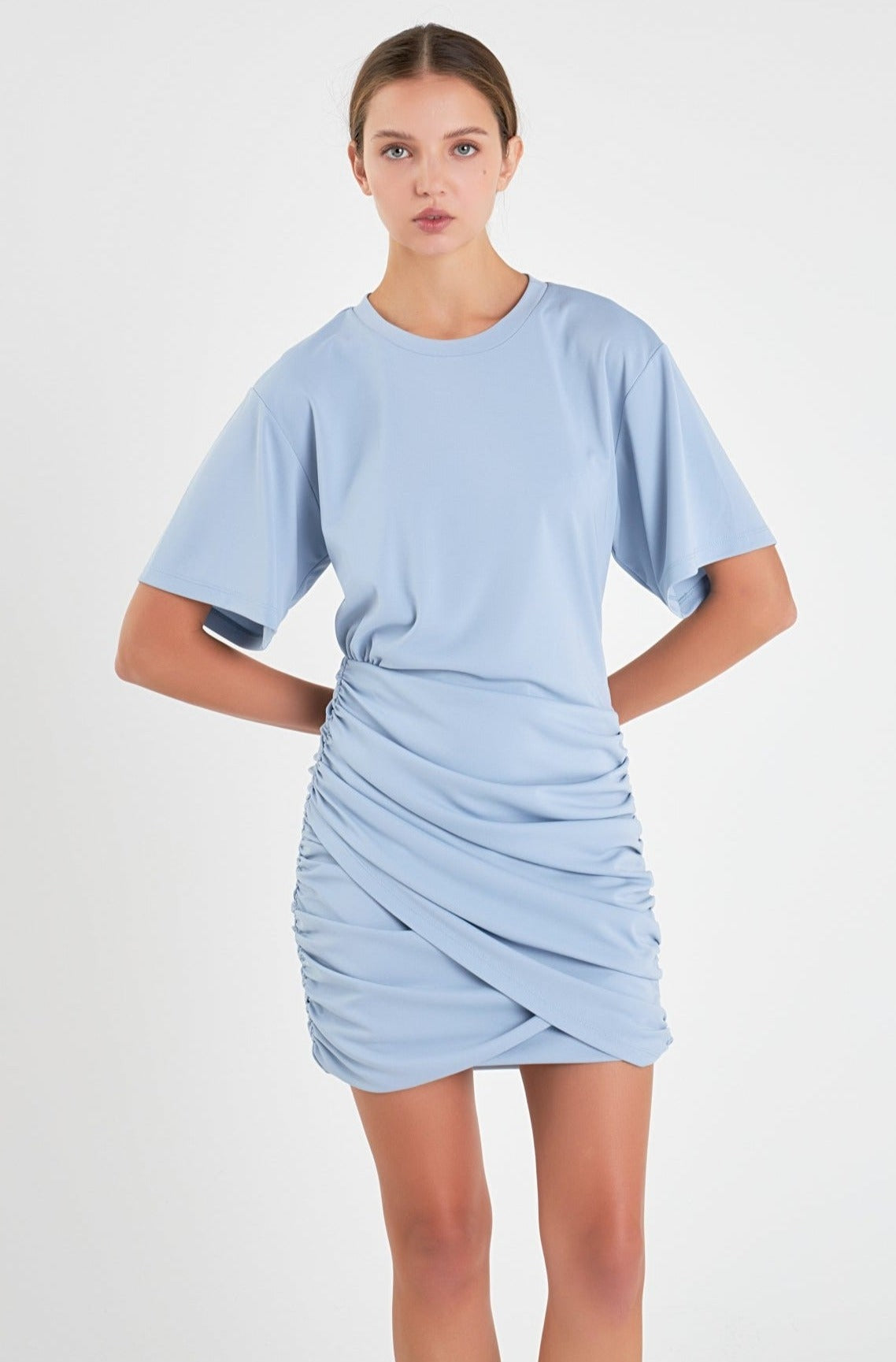 Asymmetric Ruched Mini Dress
