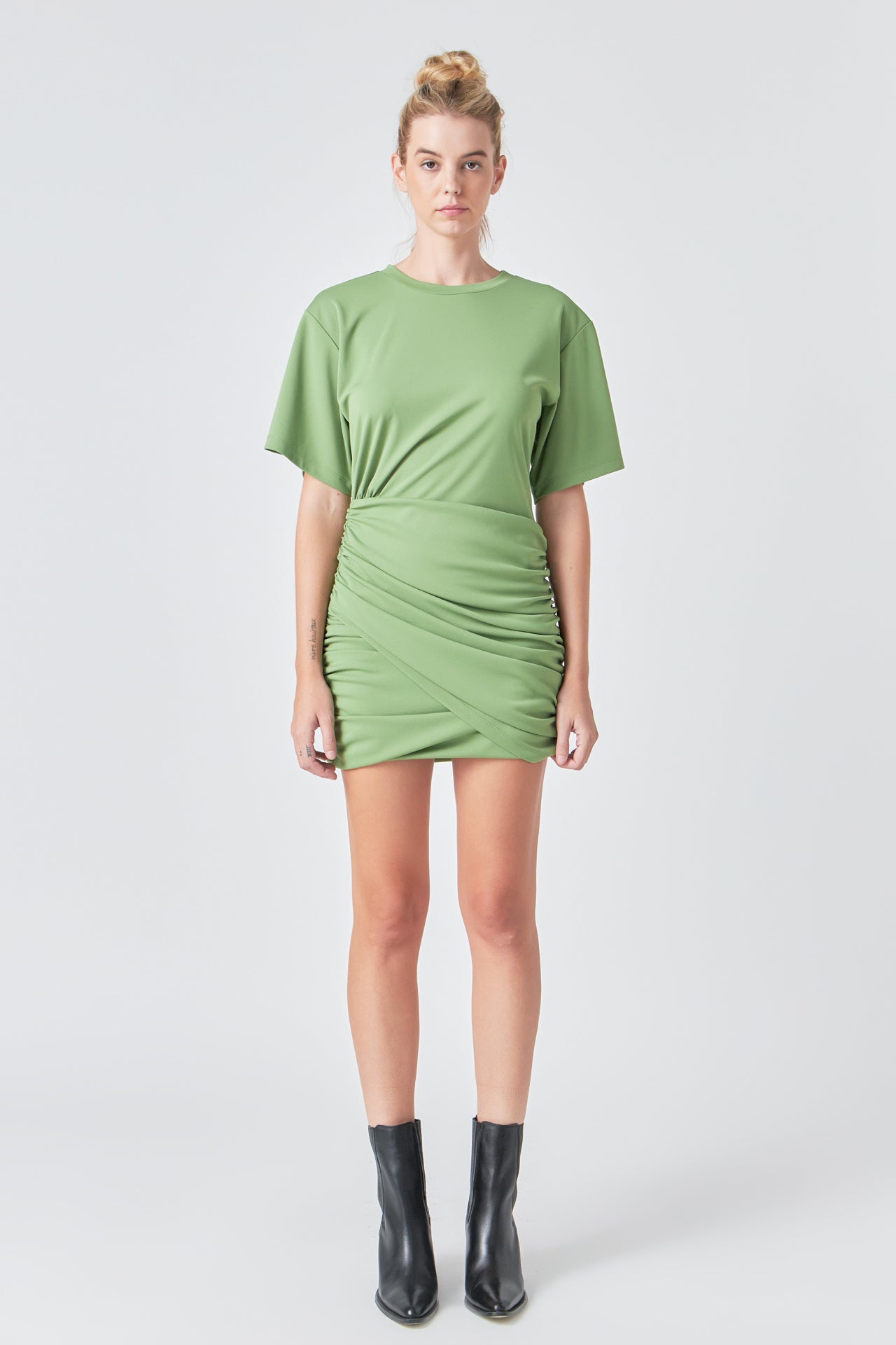 Asymmetric Ruched Mini Dress