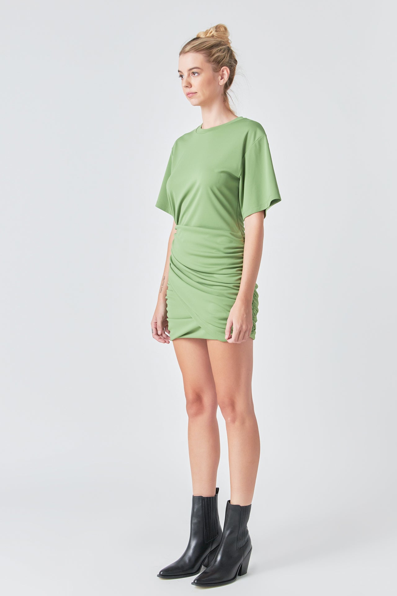 Asymmetric Ruched Mini Dress