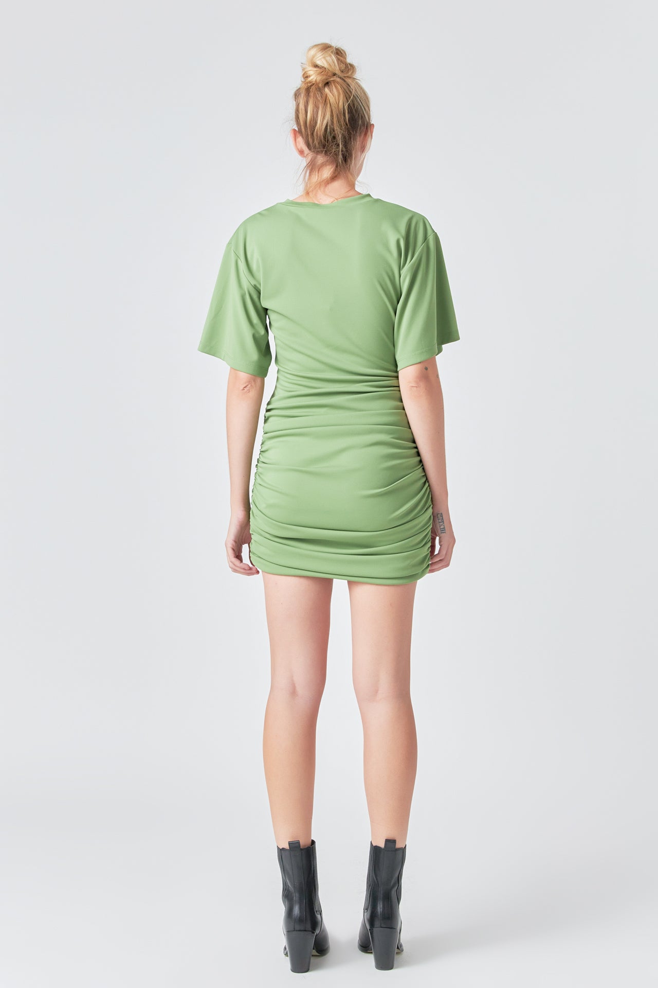 Asymmetric Ruched Mini Dress