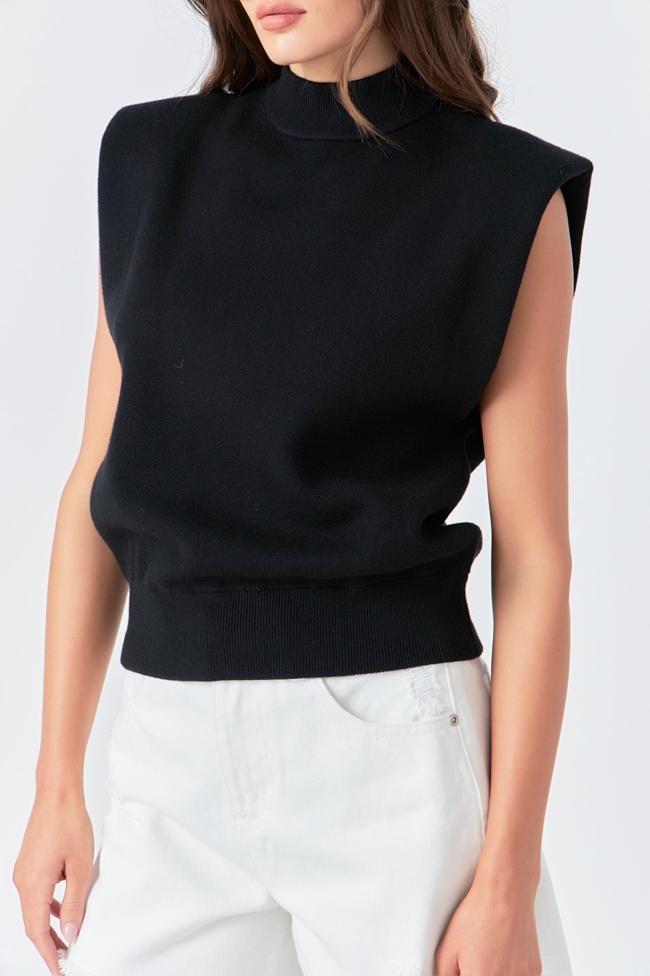 Mock Neck Sleeveless Knit Top