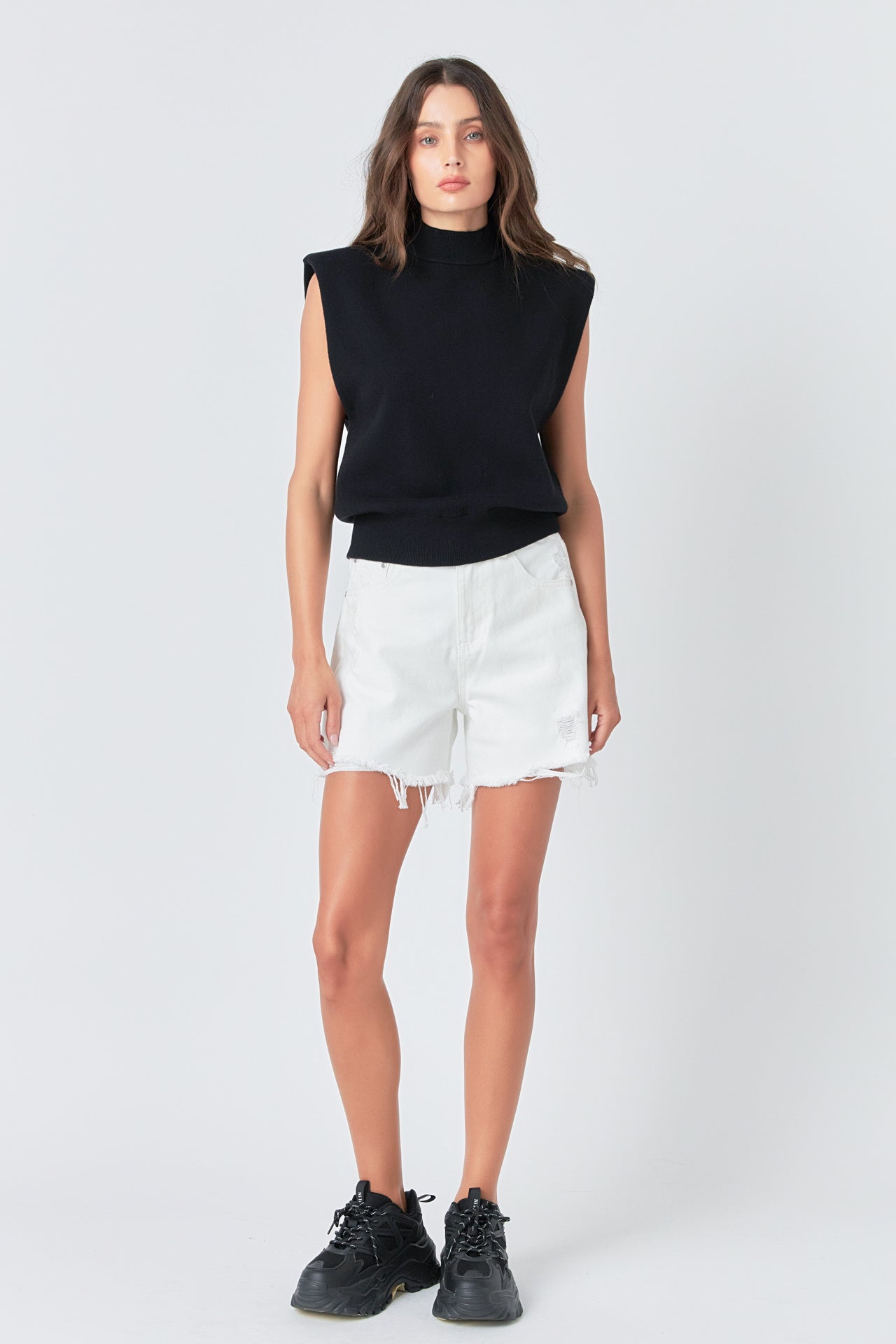 Mock Neck Sleeveless Knit Top