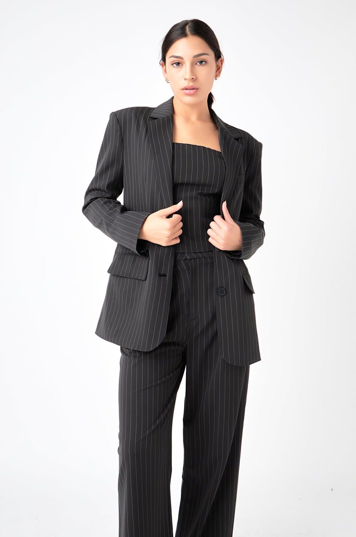 Pinstriped Oversized Blazer