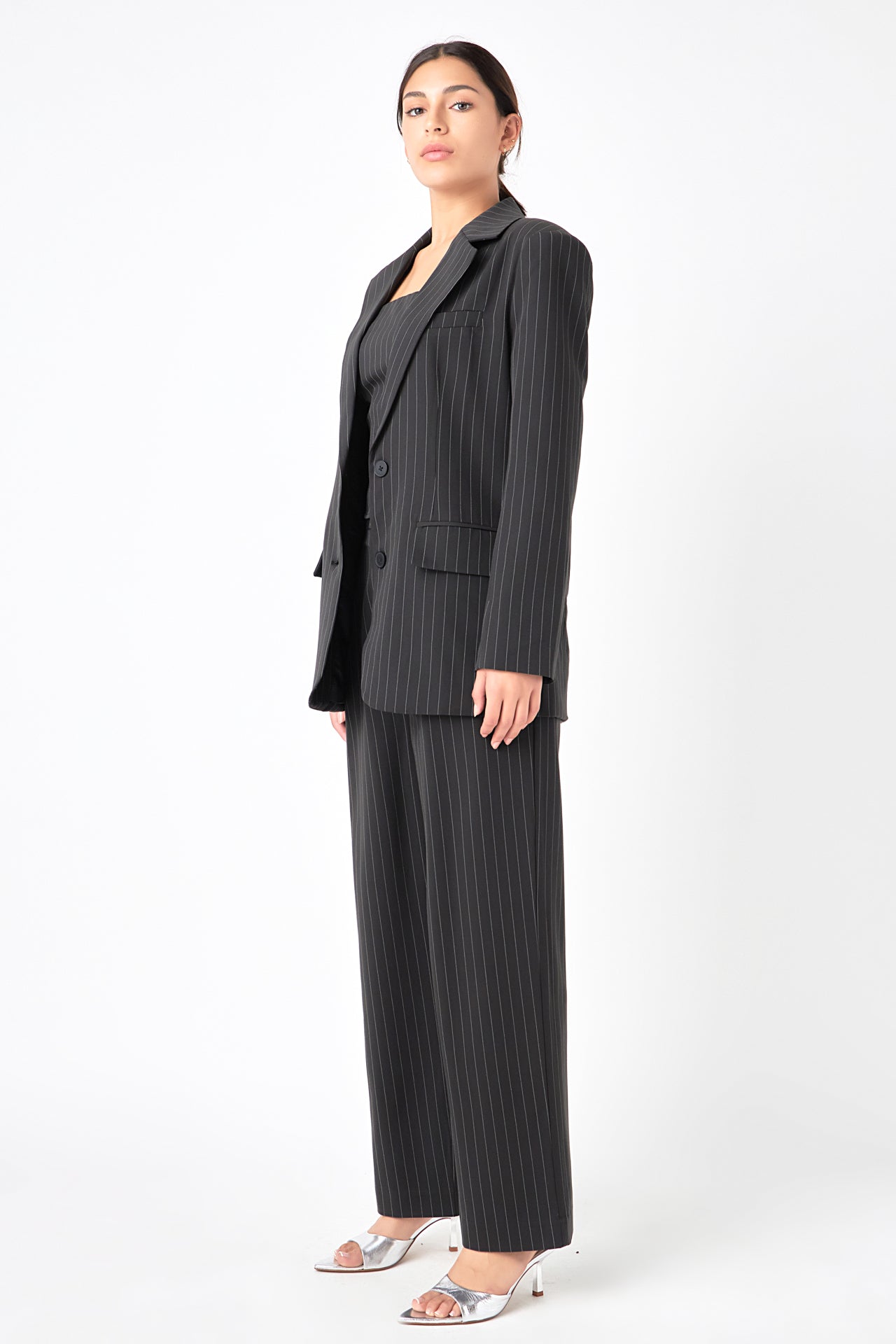 Pinstriped Oversized Blazer