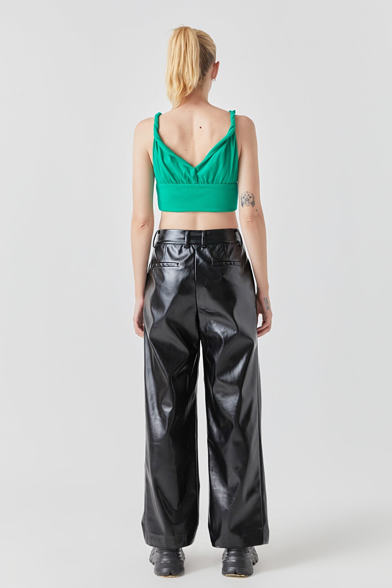 Pleated PU Pants