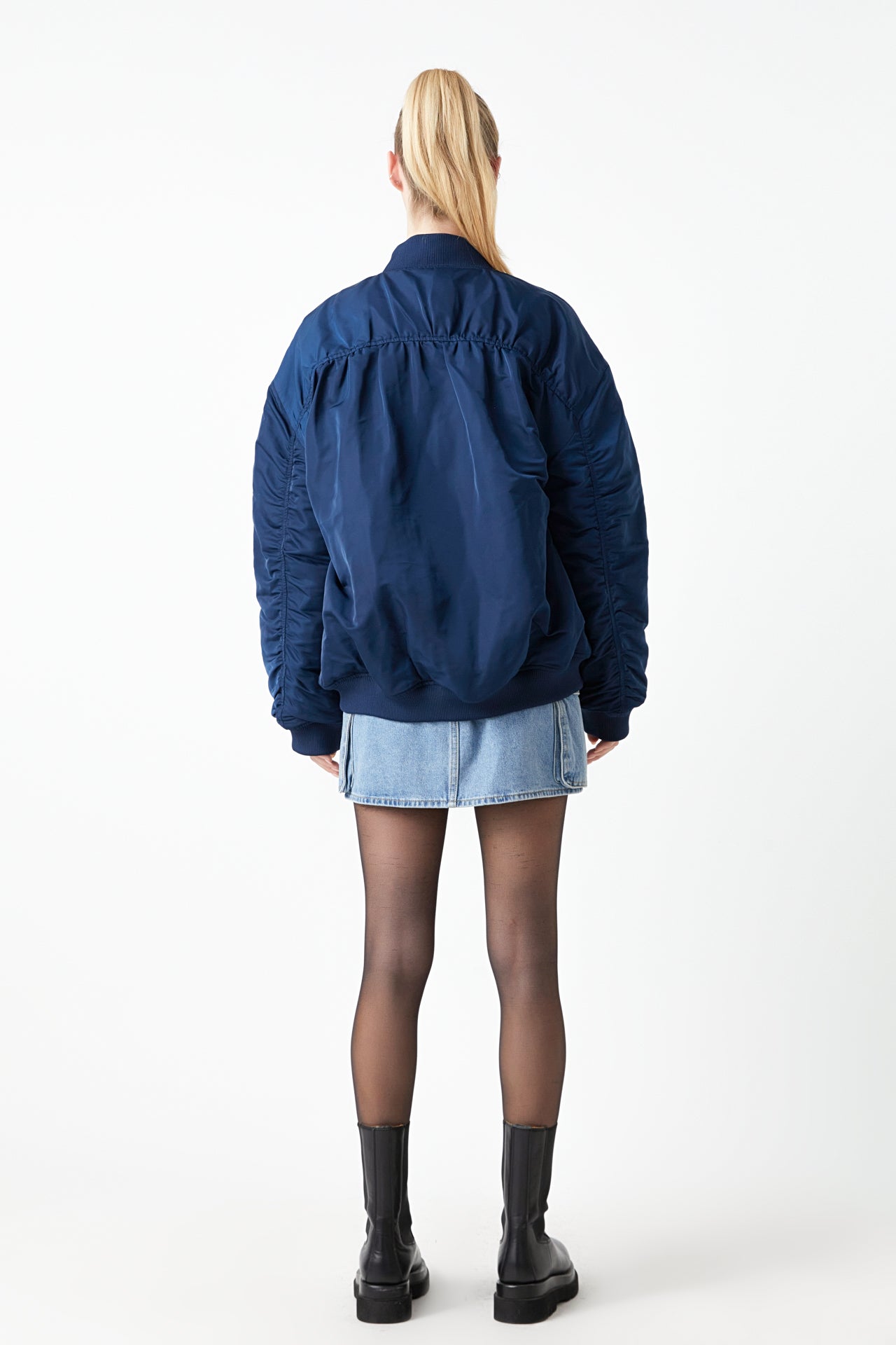 Ruched Bomber Jacket