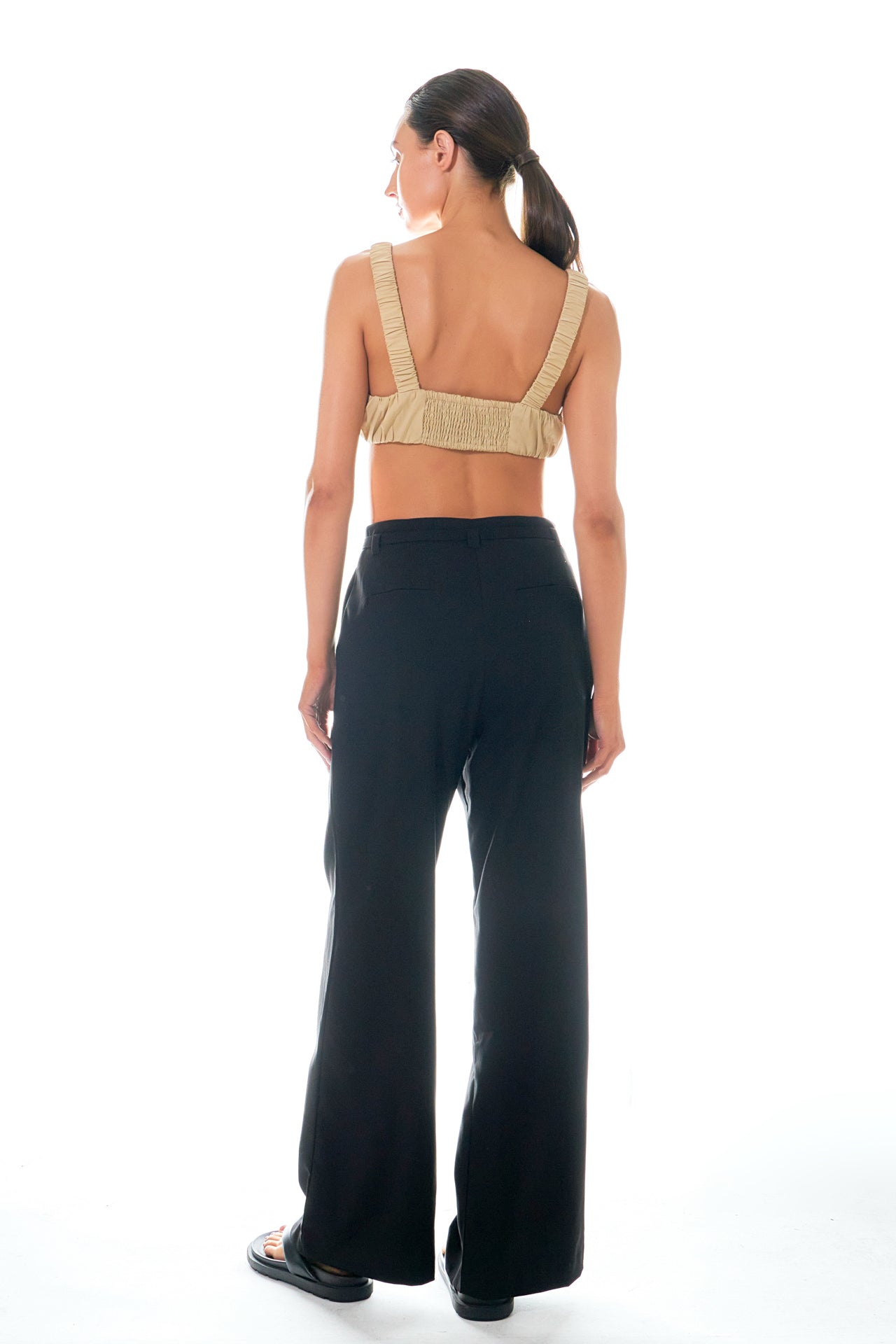 Pleated Wide Pants with Belt
