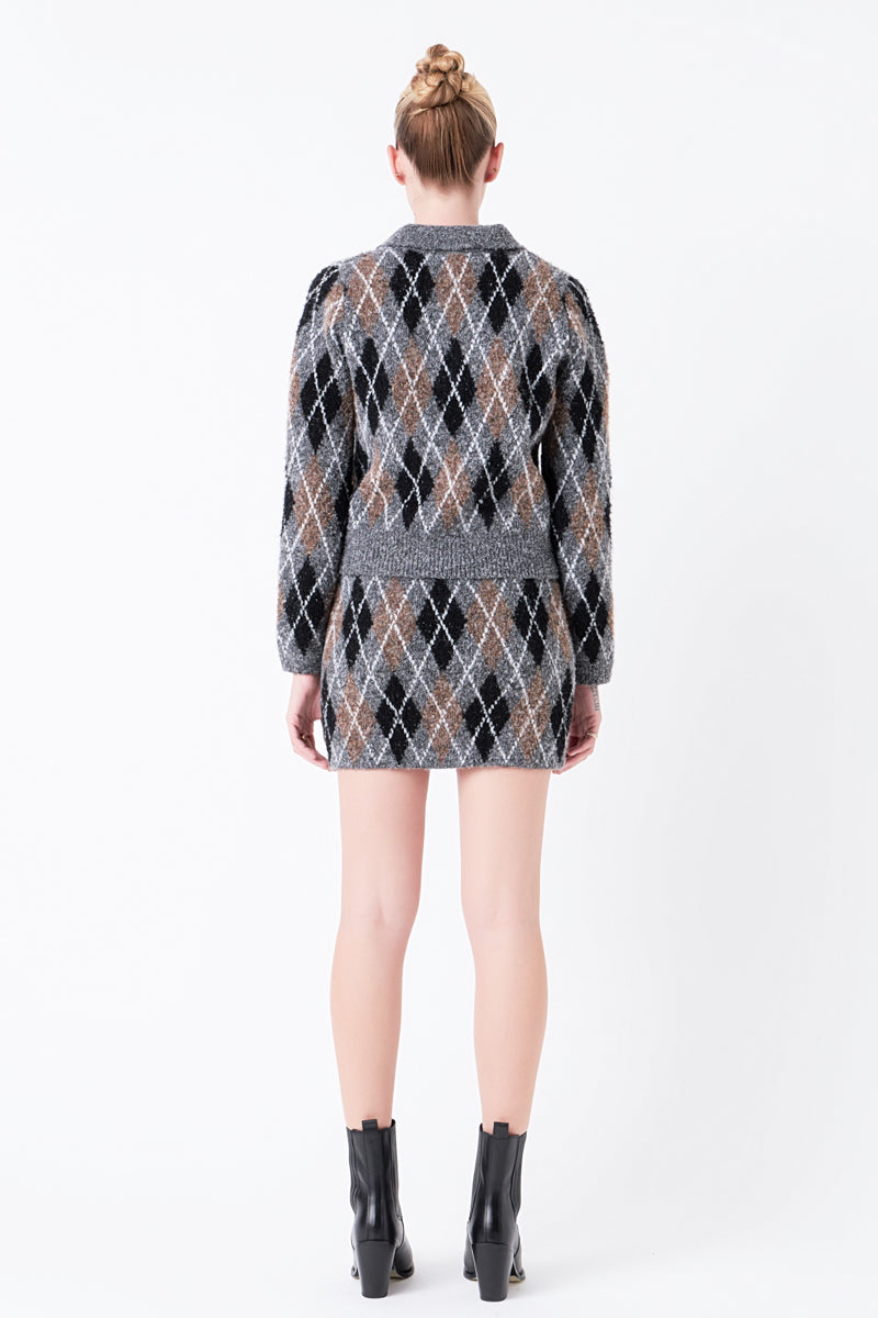 Argyle Knit Mini Skirt