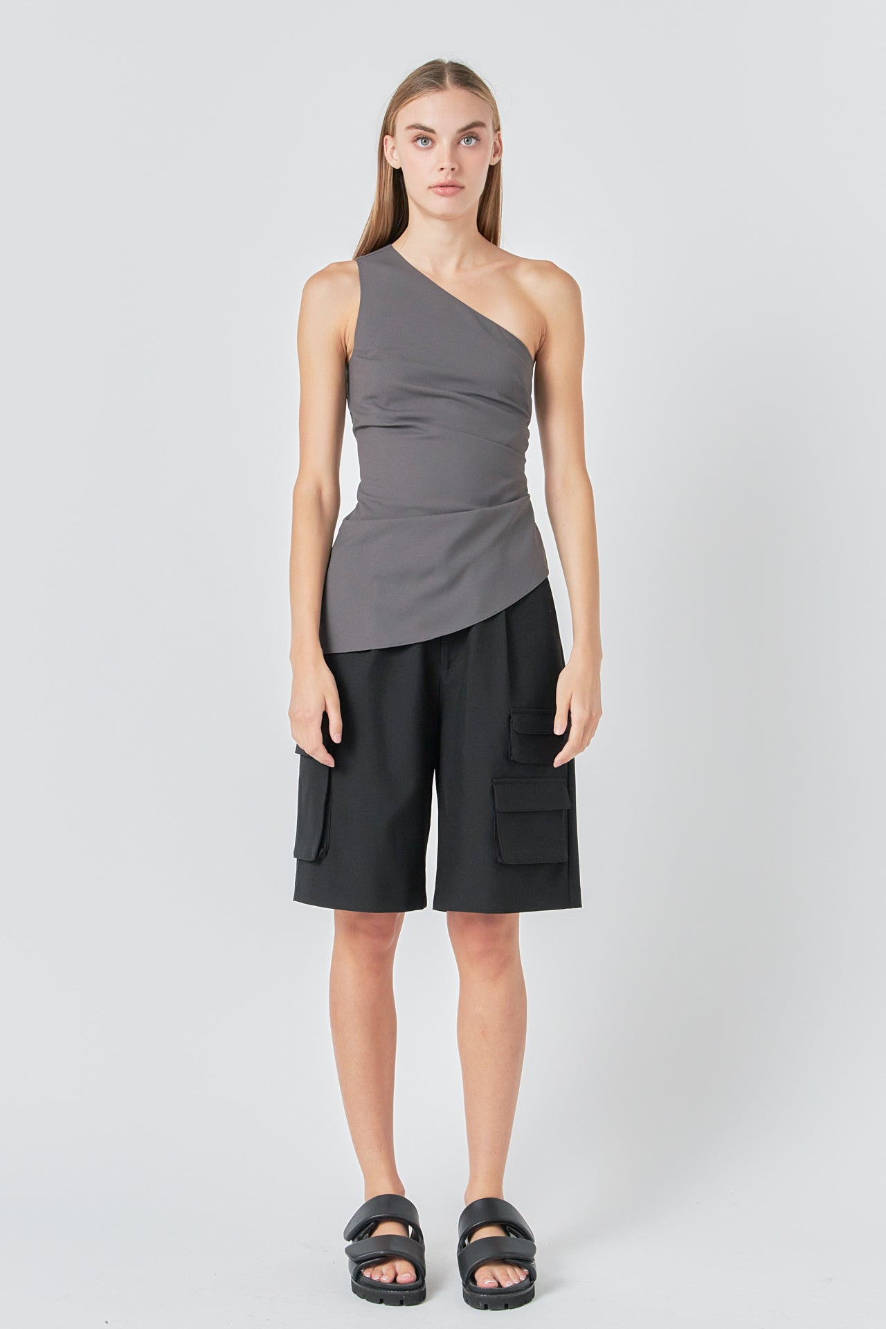 One Shoulder Ruched Top