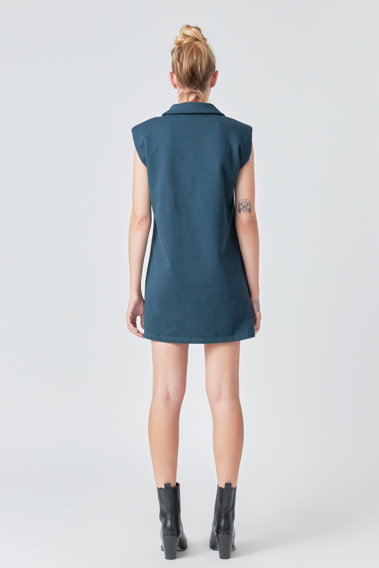 Power Shoulder Polo Mini Dress