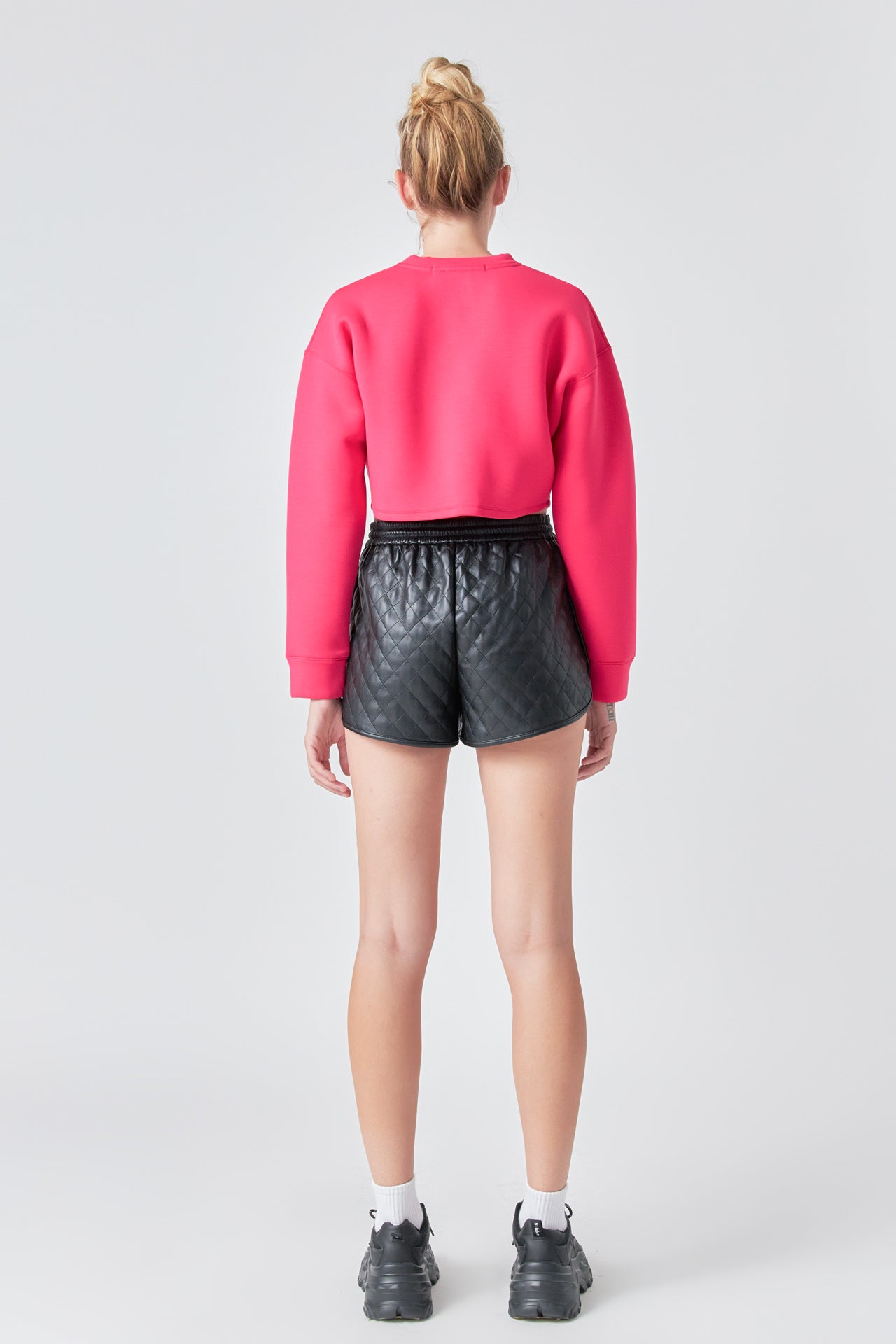 Faux Leather Diamond Stitch Shorts