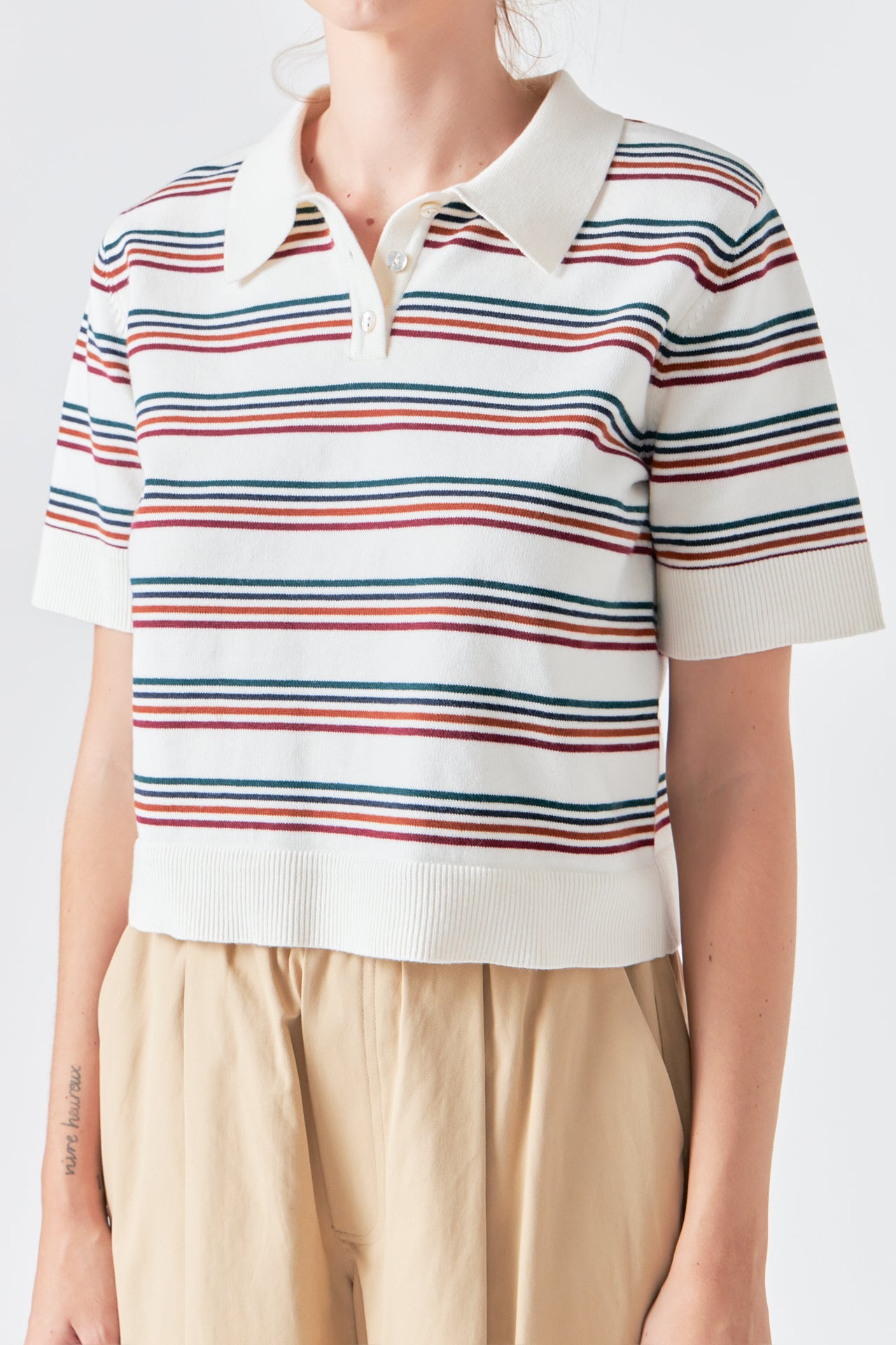 Striped Polo Knit Shirt