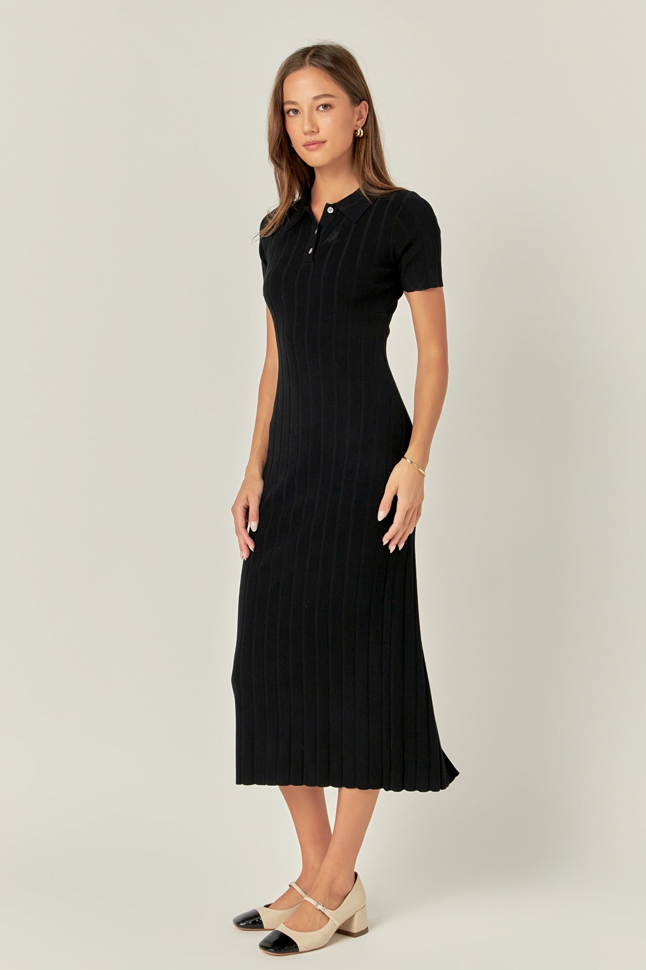 Polo Collared Maxi Knit Dress