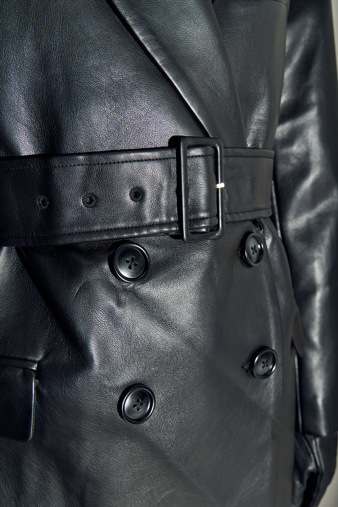 Premium Faux Leather Trench Coat