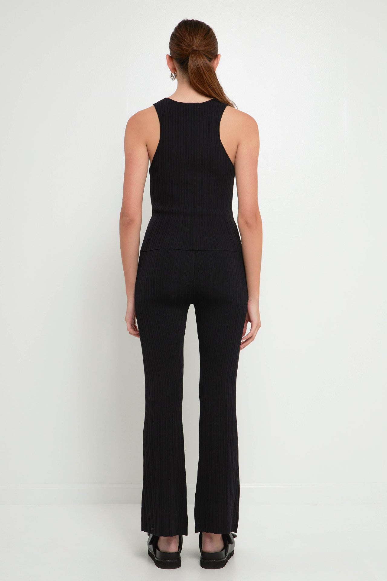 GREY LAB-Multi Rib Flared Knit Pants-PANTS available at Objectrare