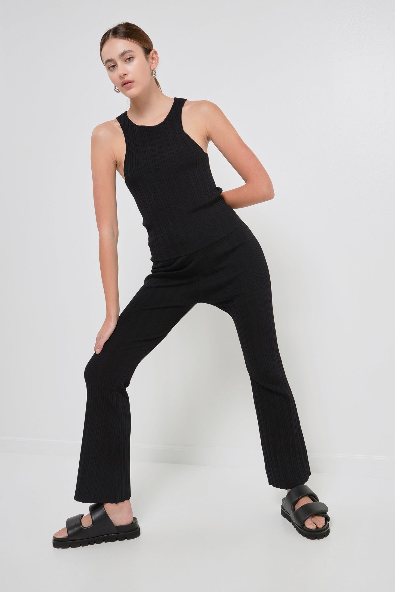 Multi Rib Flared Knit Pants