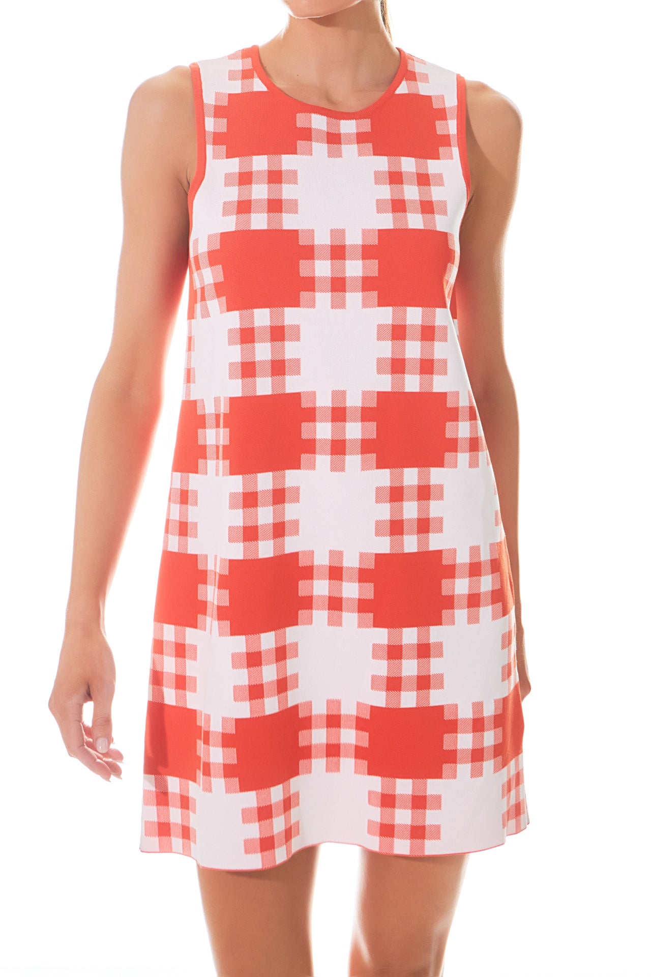 Gingham Check Knitted Shift Dress