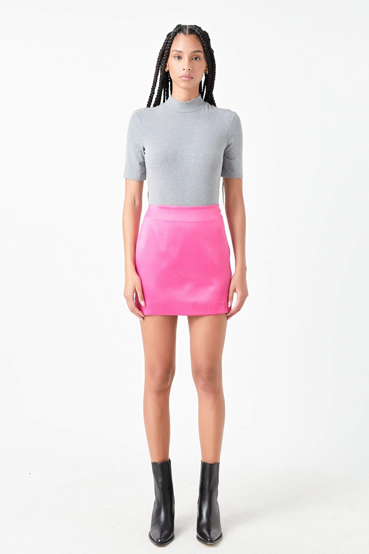 Solid Satin Fit Mini Skirt