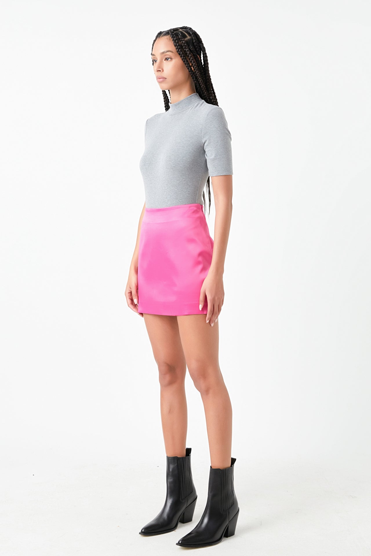 Solid Satin Fit Mini Skirt