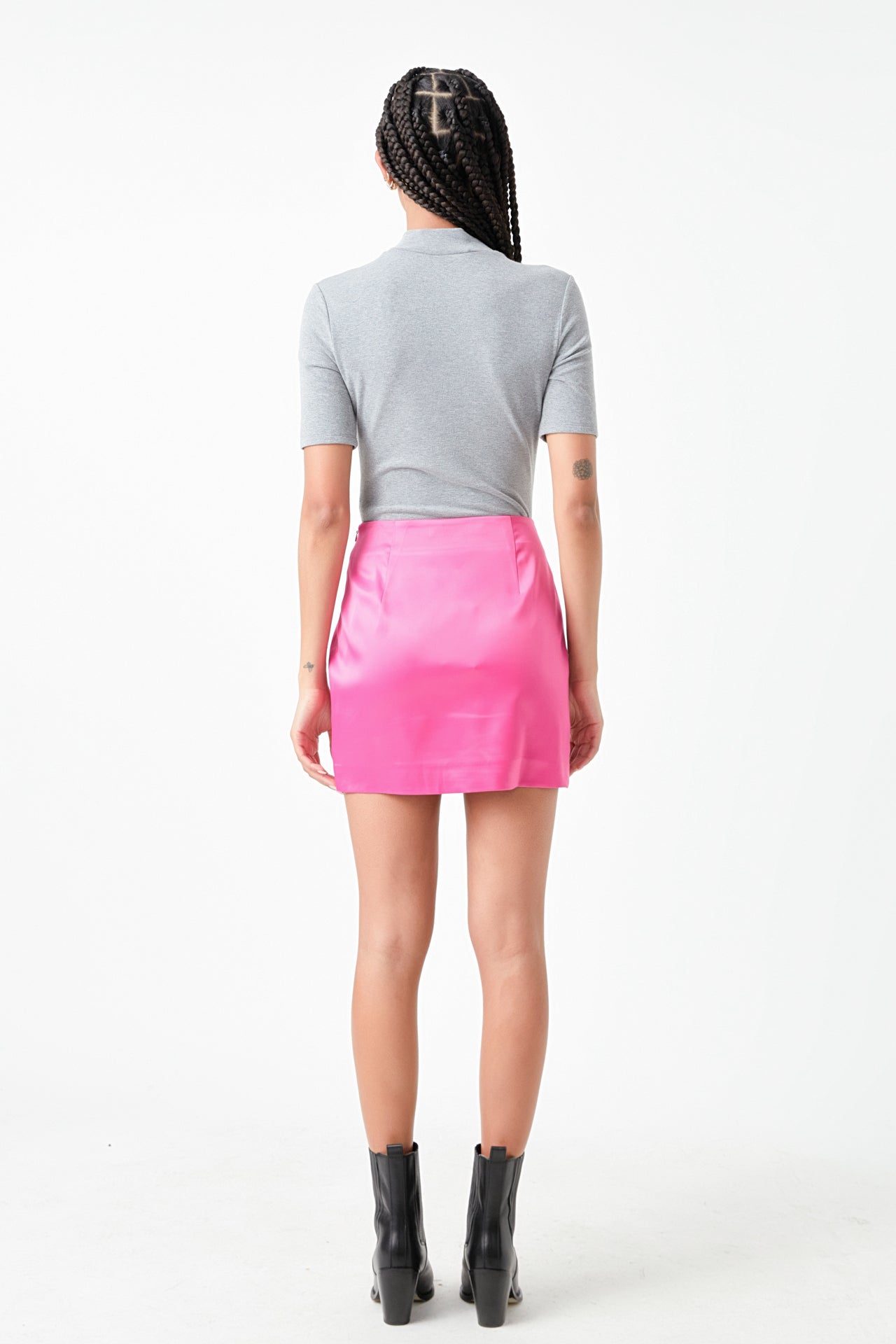 Solid Satin Fit Mini Skirt